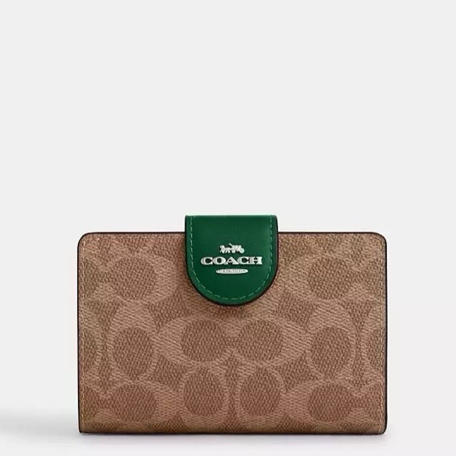 Coach NWT Coach Medium Corner Zip Wallet CW786 Tan/Shamrock Size ONE SIZE - 6 Thumbnail