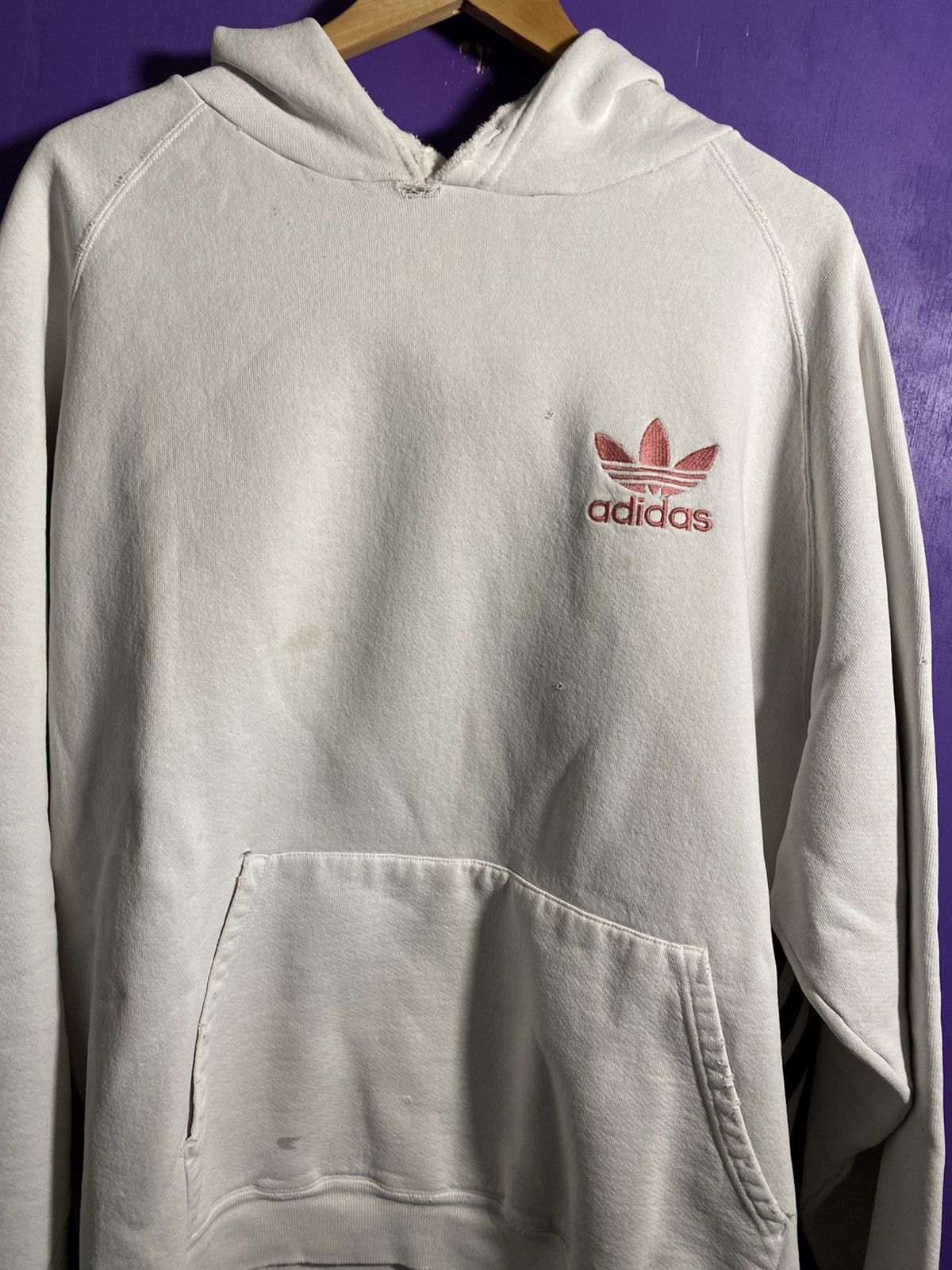 Adidas Vintage 90s Adidas 3 stripes embroidered hoodie Size US XL / EU 56 / 4 - 3 Thumbnail