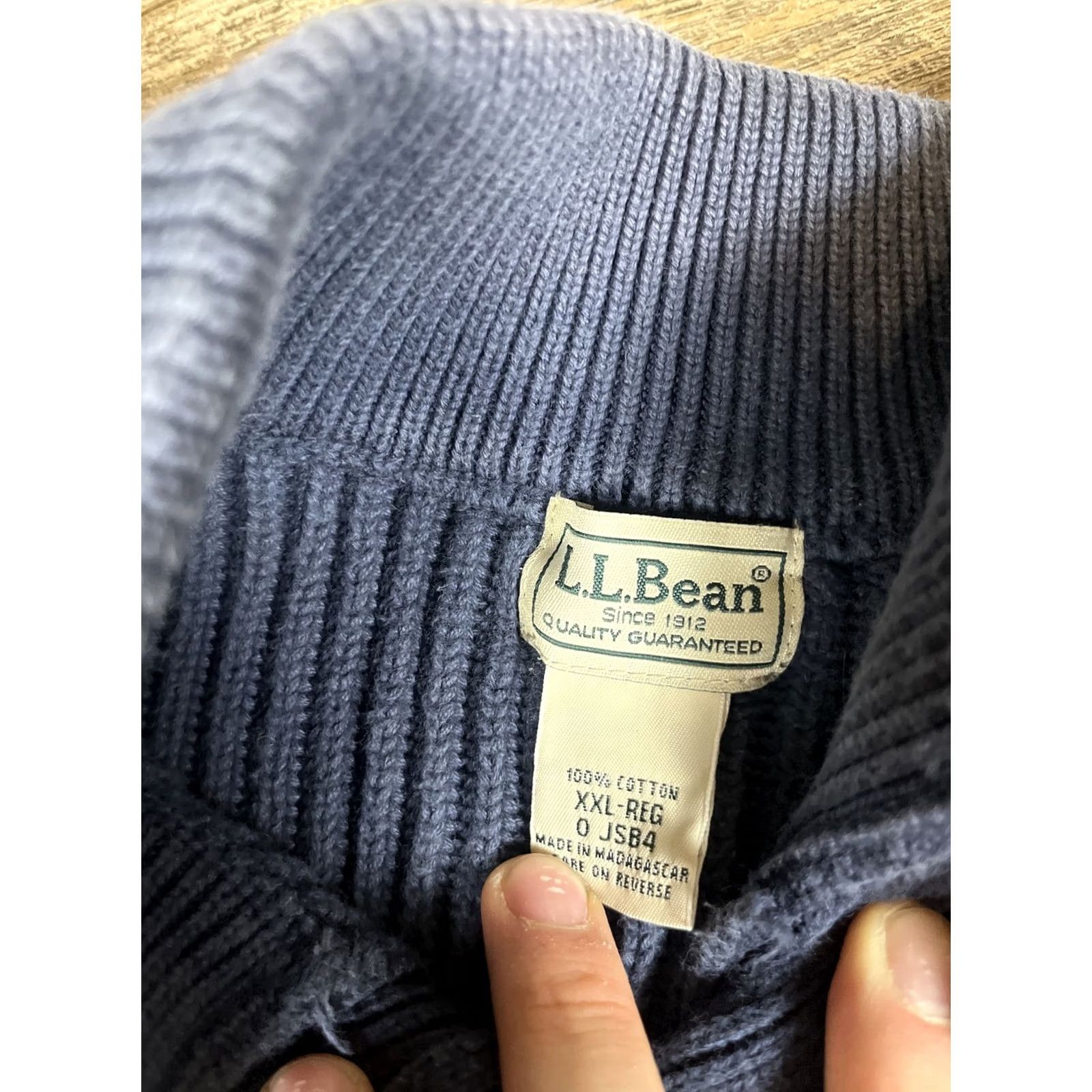 Vintage LL BEAN Ribbed Henley Sweater XXL Blue Chunky Knit Fisherman 90s USA Mens Knit Shirt Sweater Size US XXL / EU 58 / 5 - 4 Thumbnail