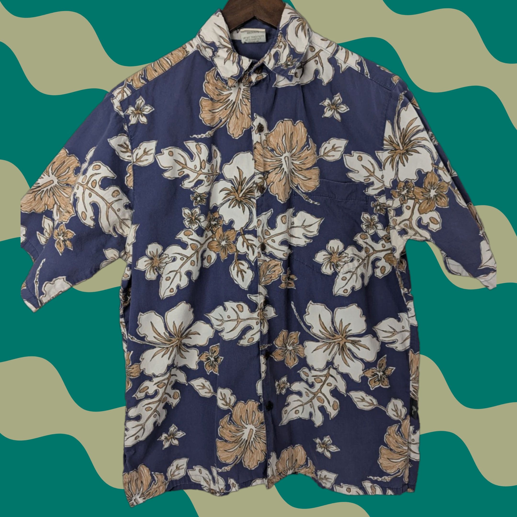 Vivobarefoot VTG Go Barefoot Shirt Men M Blue Hibiscus Floral Hawaiian Aloha Size US M / EU 48-50 / 2 - 1 Thumbnail