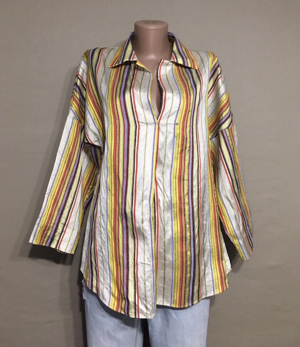 Akris Akris Punto Silk Multicolor Striped Blouse Shirt Size EU 34 Size S / US 4 / IT 40 - 2 Thumbnail