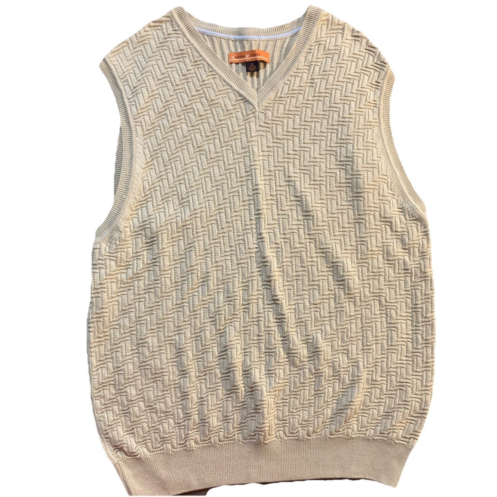 Other Sette Ponti Men's M Beige 100% Cotton Sweater Vest Old Money Size US M / EU 48-50 / 2 - 1 Thumbnail