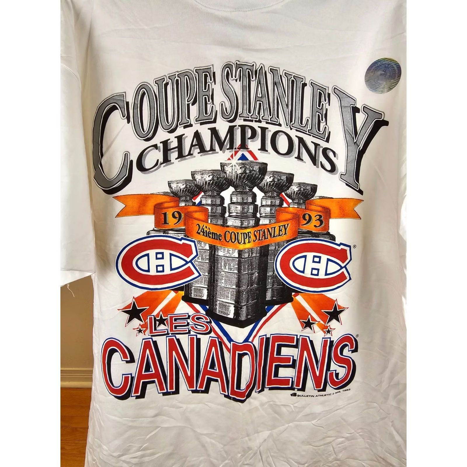 Vintage VINTAGE Montreal Canadiens T-Shirt XL White Stitch Mens Short Sleeve Round Neck 93 Stanley Cup Champions Size US XL / EU 56 / 4 - 2 Thumbnail