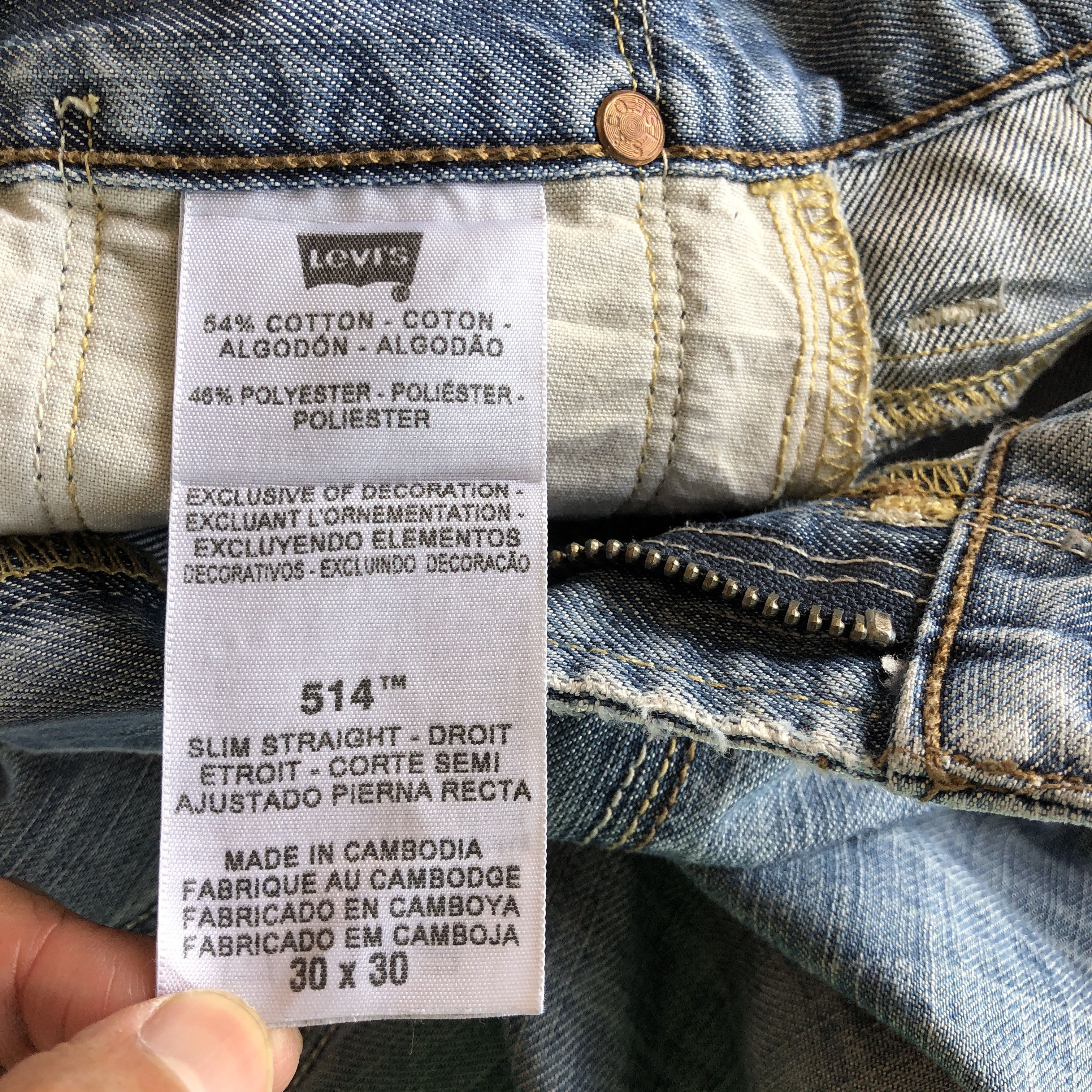 Levi's Vintage Levis Distressed Faded Jeans Levi's 514 Wash Denim Size 28" / US 6 / IT 42 - 7 Thumbnail