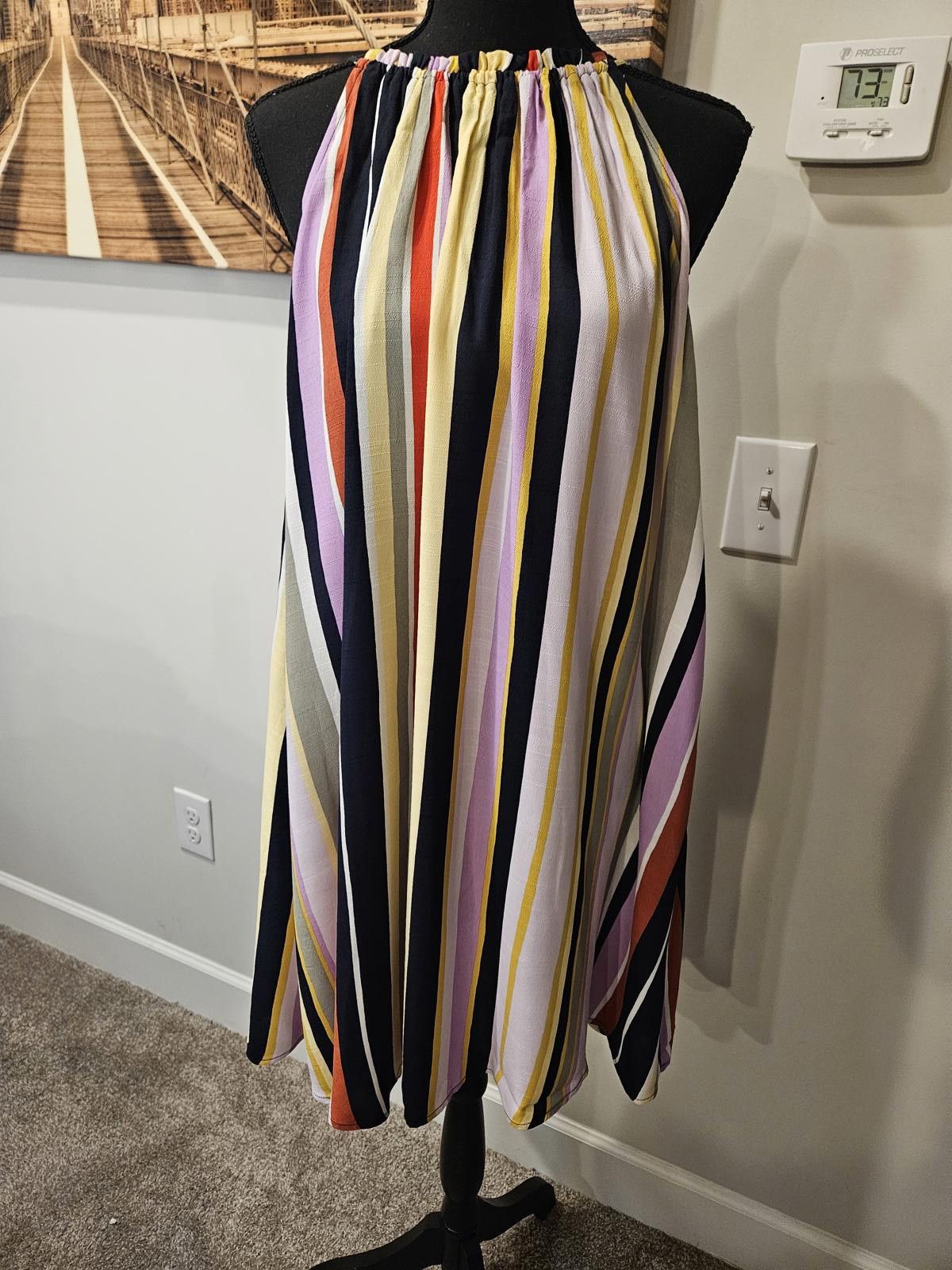 Designer Nwt Loft Vibrant Striped Halter Dress Size M / US 6-8 / IT 42-44 - 1 Thumbnail