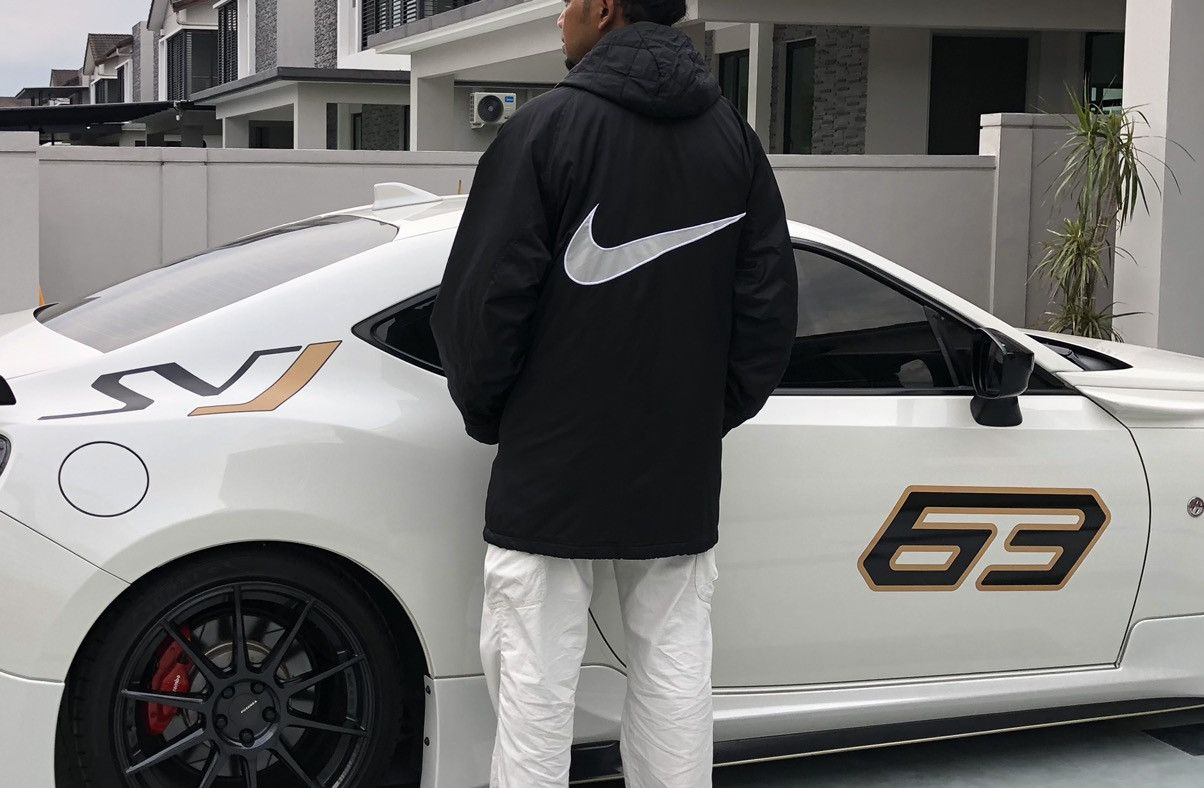 Nike Vintage NIKE NOMO Big Logo Lined Quilted Hoodie Coach Jacket Size US XL / EU 56 / 4 - 25 Thumbnail