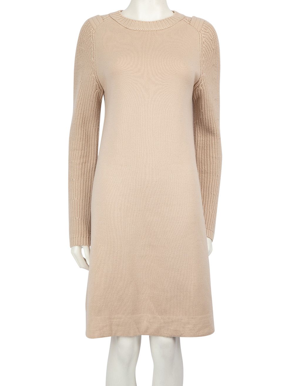 image of Chloe Rope Beige Wool Knit Dress, Women's (Size Medium)
