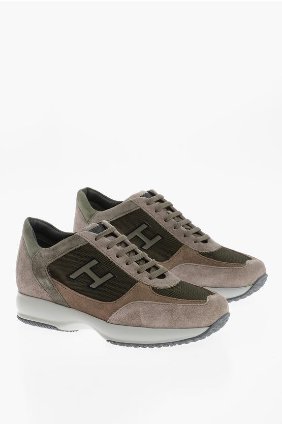image of Hogan Mesh And Suede Interactive Low-Top Sneakers in Brown, Men's (Size 11)