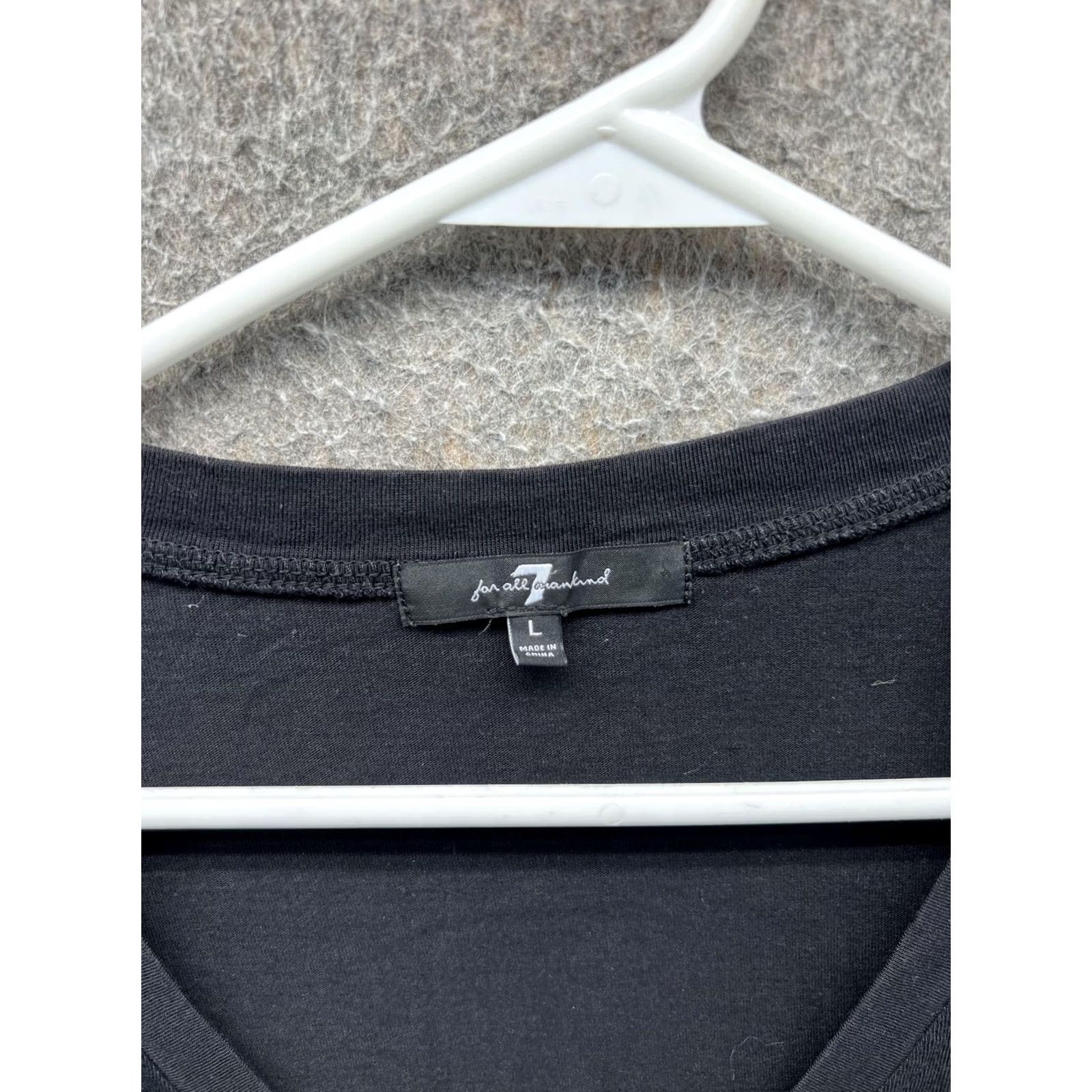 7 For All Mankind 7 For All Mankind Shirt Womens Large Black V Neck Puff Short Sleeve Jersey Top Size L / US 10 / IT 46 - 2 Thumbnail