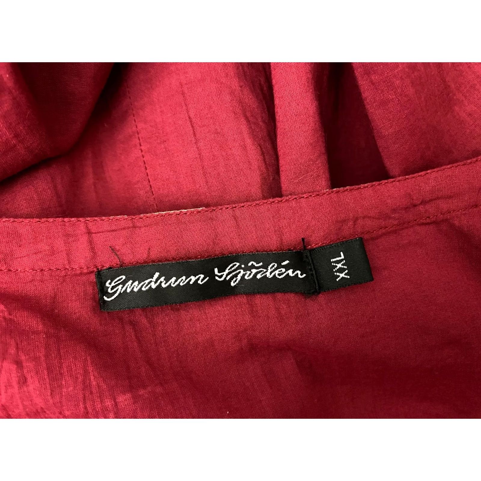 Vintage Gudrun Sjoden Women's Midi Dress XXL Red Cotton A-Line Boho Scandinavian Size XXL / US 16-18 / IT 52-54 - 4 Thumbnail