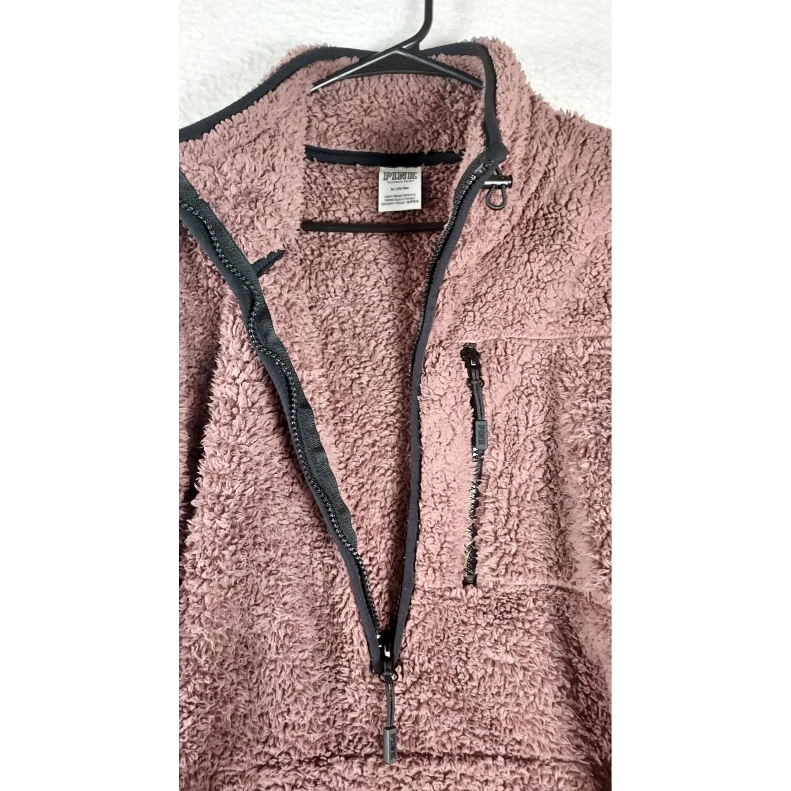 Victoria's Secret VINTAGE? No — Victoria's Secret PINK Sweatshirt Pullover Zip Collared Fleece Pink Mauve M Women's Activewear Walking Size M / US 6-8 / IT 42-44 - 4 Thumbnail