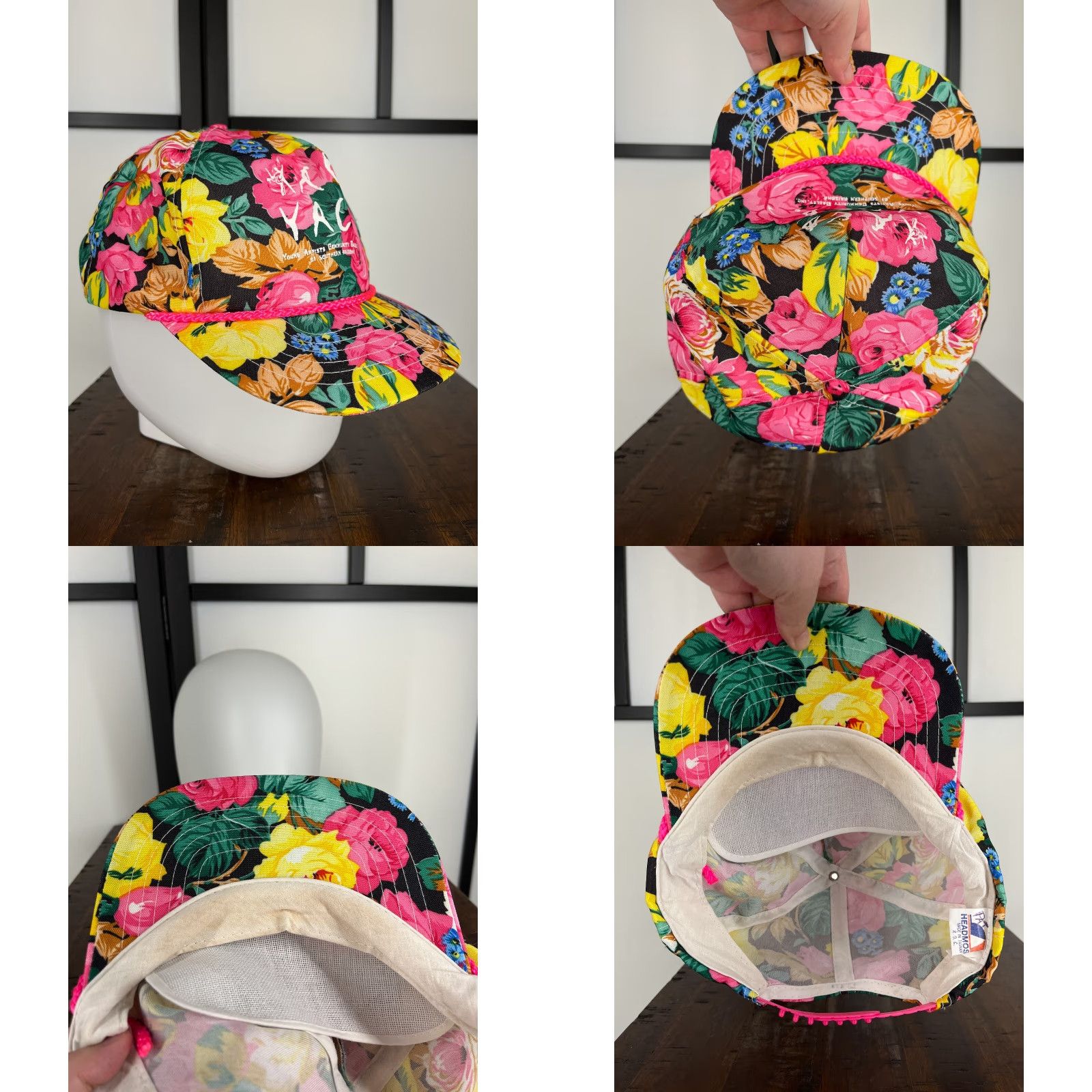 Vintage Pat Headmost Hat Cap Snap Back Adult Pink Floral Hair Community Ballet Young Artists Comunity Arizona Size ONE SIZE - 8 Thumbnail