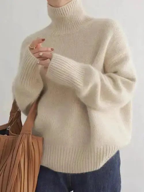 Japanese Brand Elegant Women's Turtleneck Cashmere Sweater Size L / US 10 / IT 46 - 3 Thumbnail
