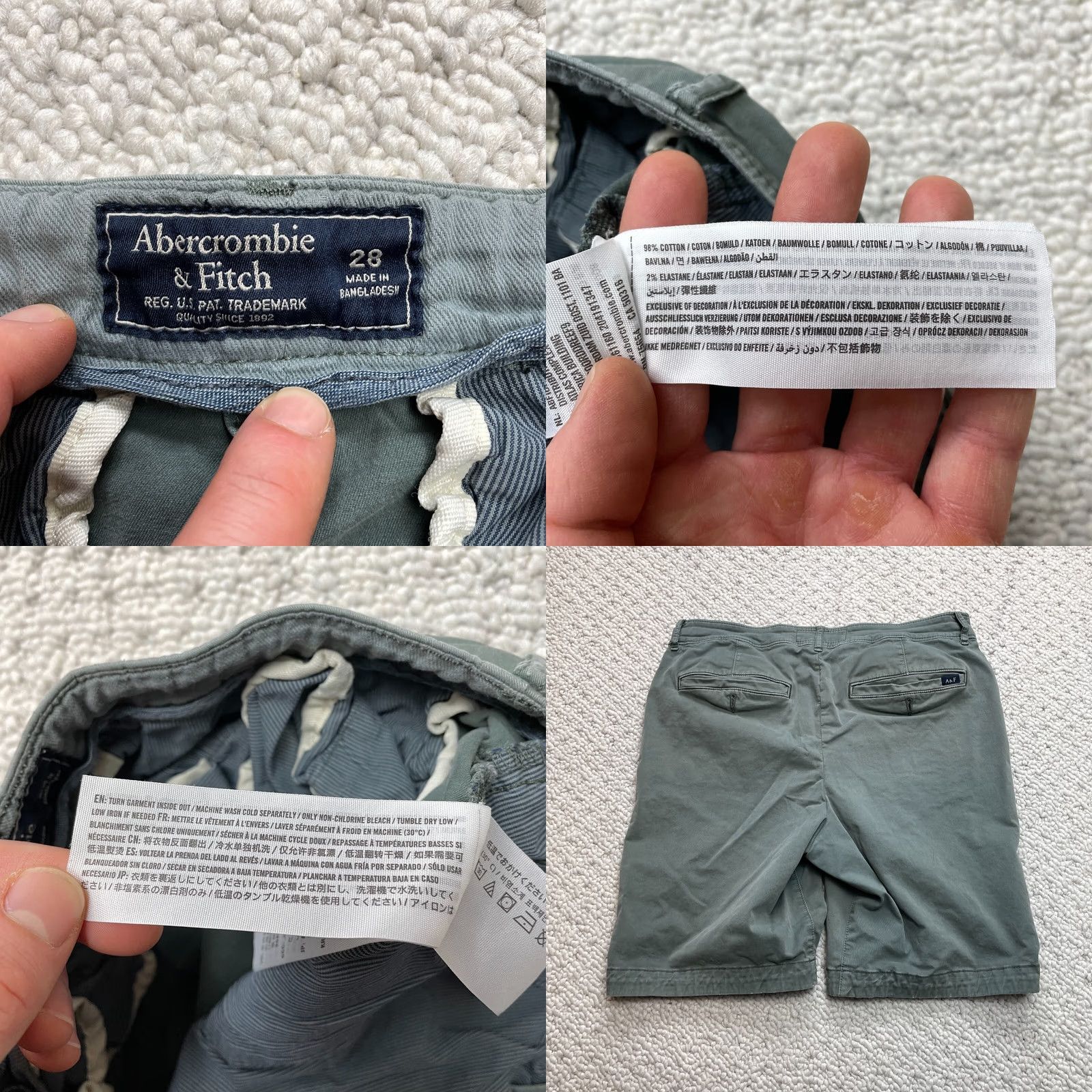 Abercrombie & Fitch Abercrombie & Fitch Chino Shorts Mens 28 Green Cotton Straight Pockets 8" Insm Size US 28 / EU 44 - 8 Thumbnail