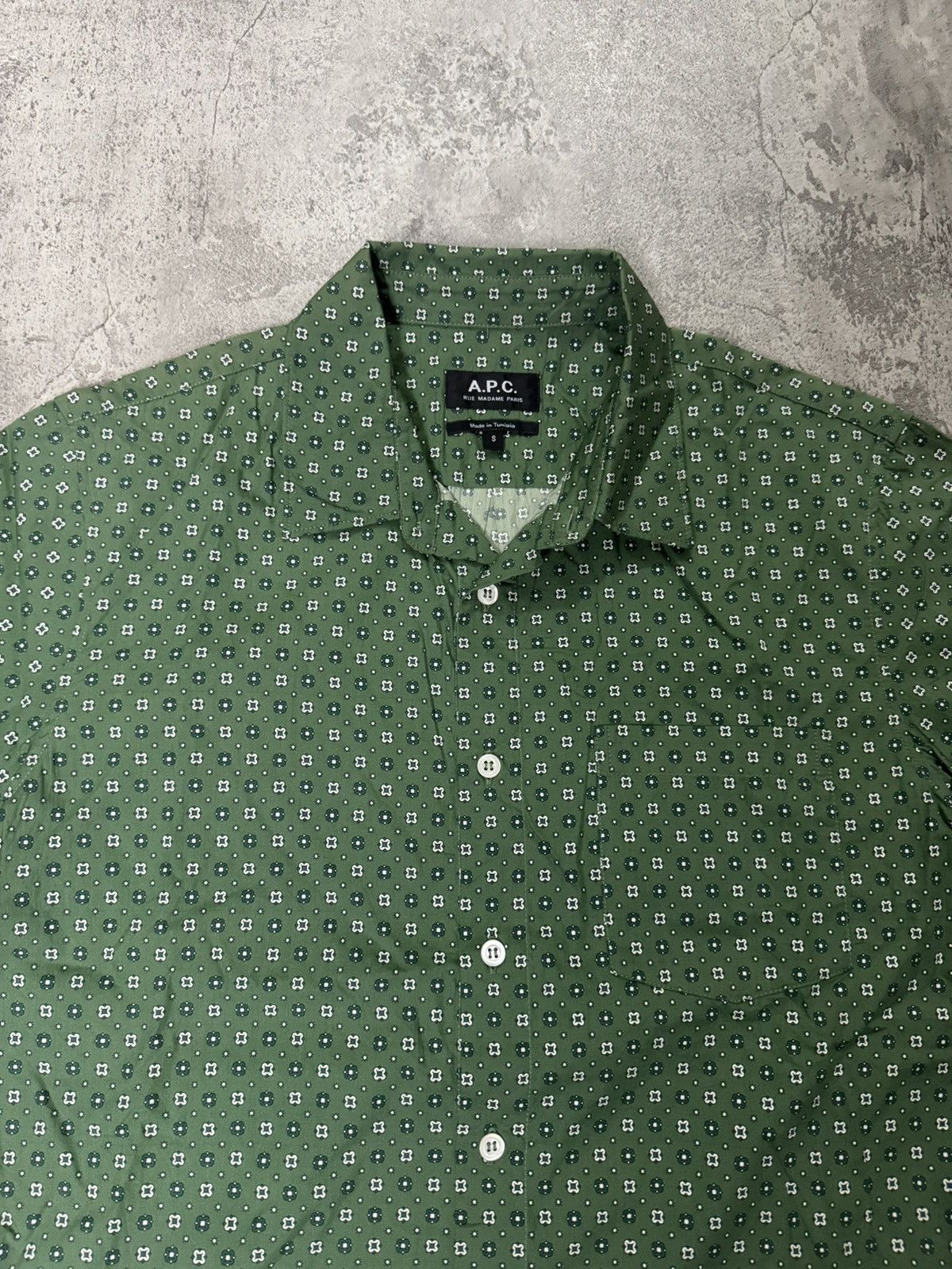 A.P.C. APC GREEN CUTTON SHORT SLEEVE GEOMETRIC PRINT T-SHIRT Size US S / EU 44-46 / 1 - 2 Thumbnail
