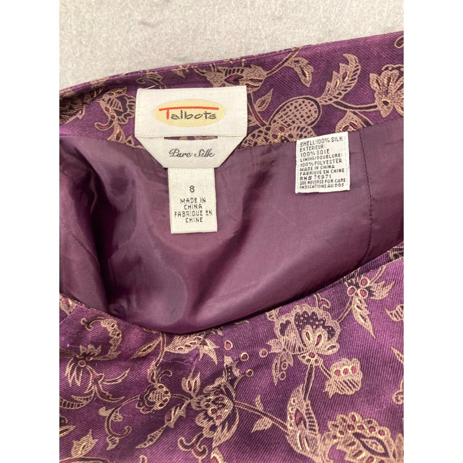 Talbots Talbots Skirt 8 Purple Floral Silk A-Line Womens Bohemian Casual Size 30" / US 8 / IT 44 - 6 Thumbnail