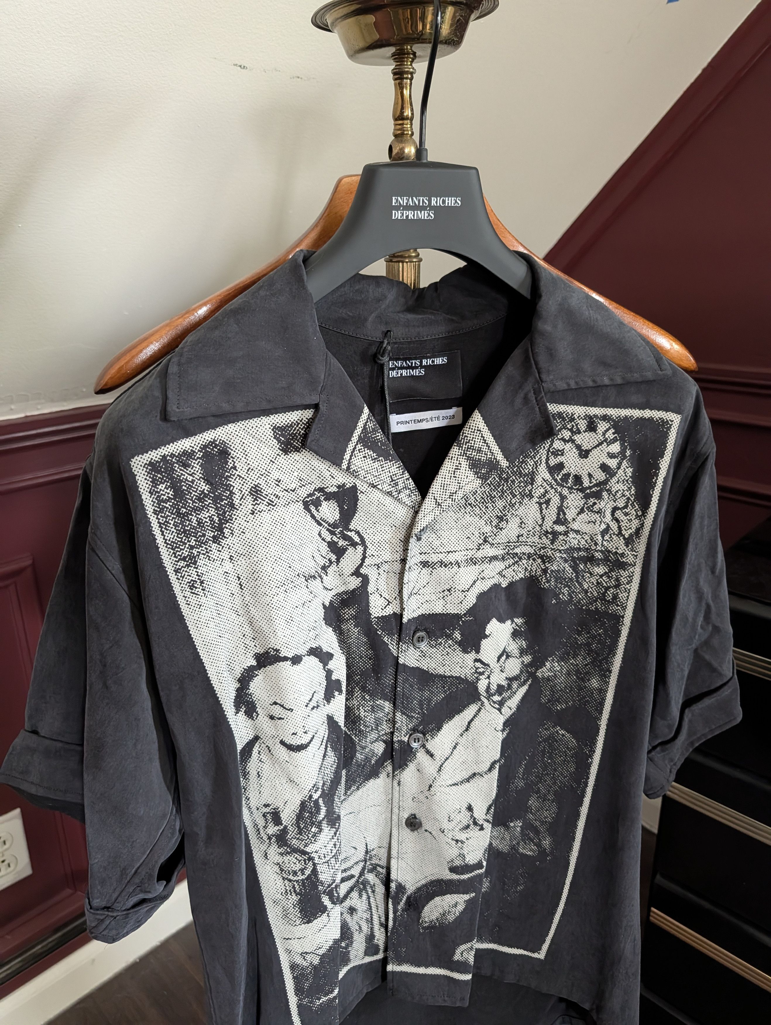 Enfants Riches Deprimes RARE Night/Mourning black tencel heavy camp collar shirt Size US S / EU 44-46 / 1 - 2 Thumbnail