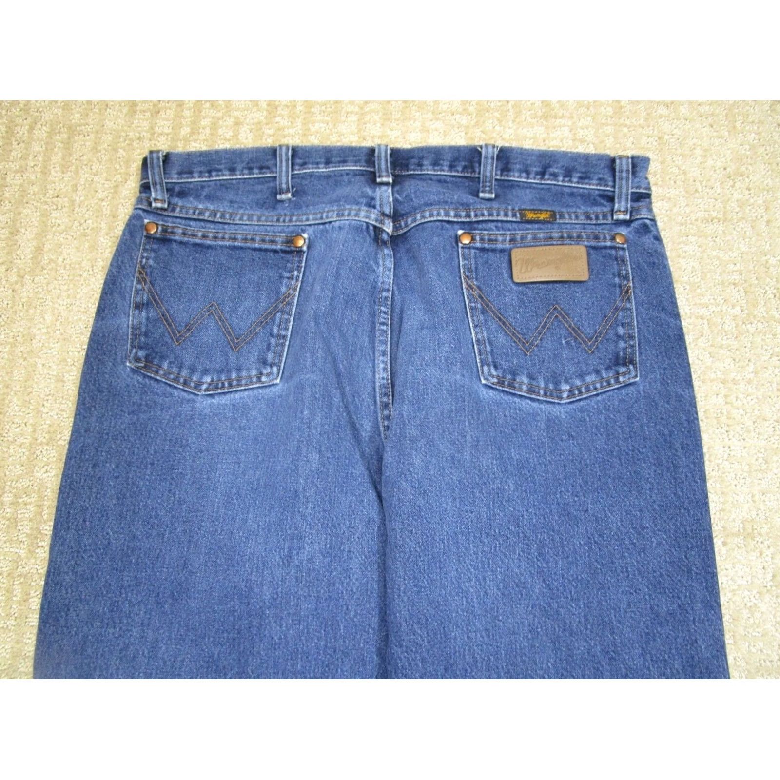 Wrangler Wrangler Jeans Men 36x32 Dark Wash Cowboy Cut Original Fit Western Pants Dark Wrangler Logo 5-Pocket Denim Jeans Mens Regular Fit Blue Size US 36 / EU 52 - 4 Thumbnail