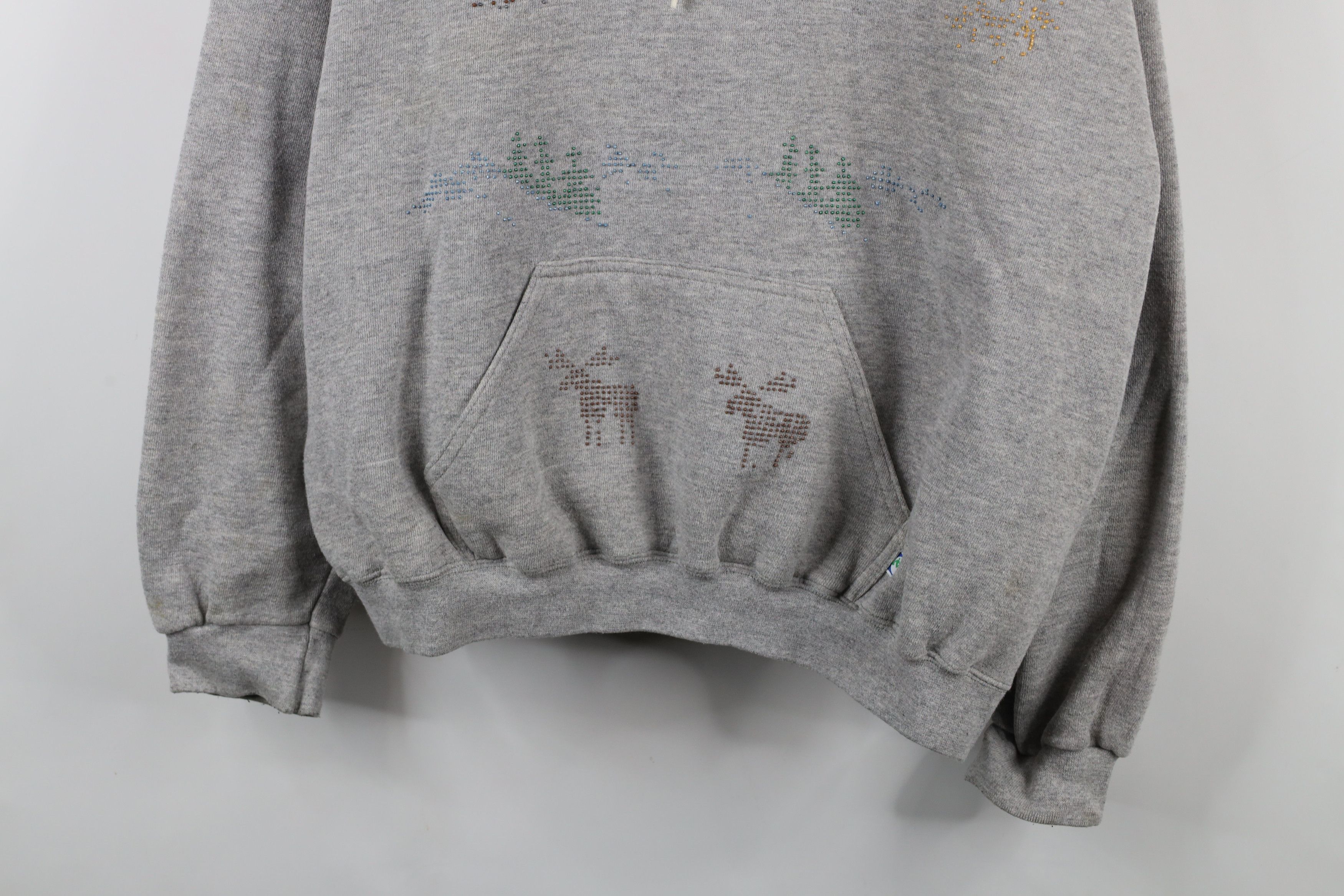 Vintage Vintage 90s Streetwear Puff Paint Dot Nature Wolf Hoodie USA Size US XL / EU 56 / 4 - 3 Thumbnail
