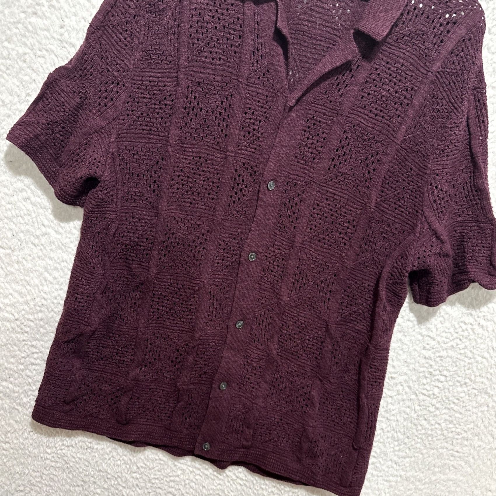 Abercrombie & Fitch Abercrombie & Fitch Men Polo Short Sleeve XL Crochet Knit Button-Down Shirt Size US XL / EU 56 / 4 - 5 Thumbnail