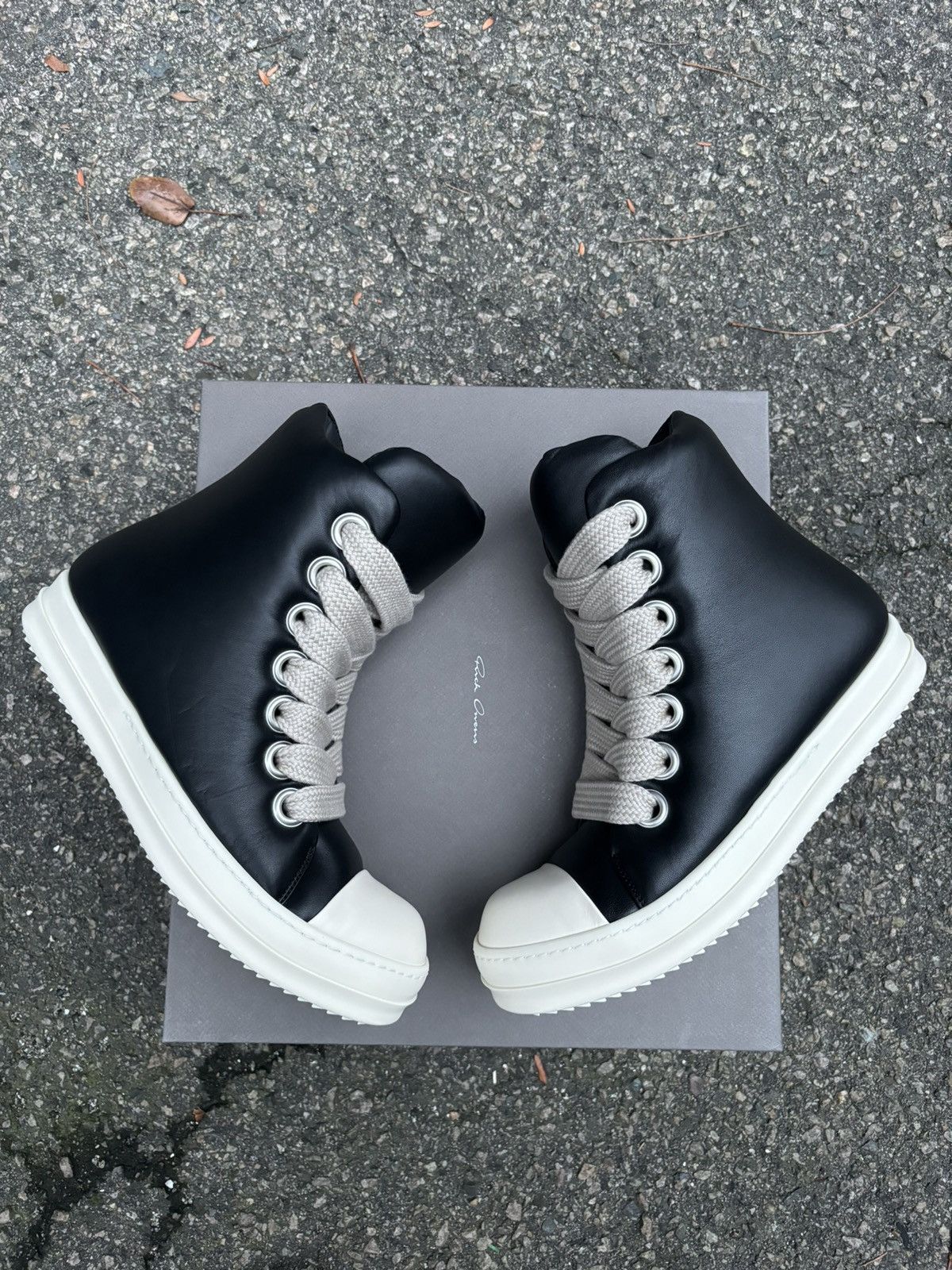 Rick Owens Black Padded Big Lace Leather Ramones Size US 9 / EU 42 - 2 Thumbnail