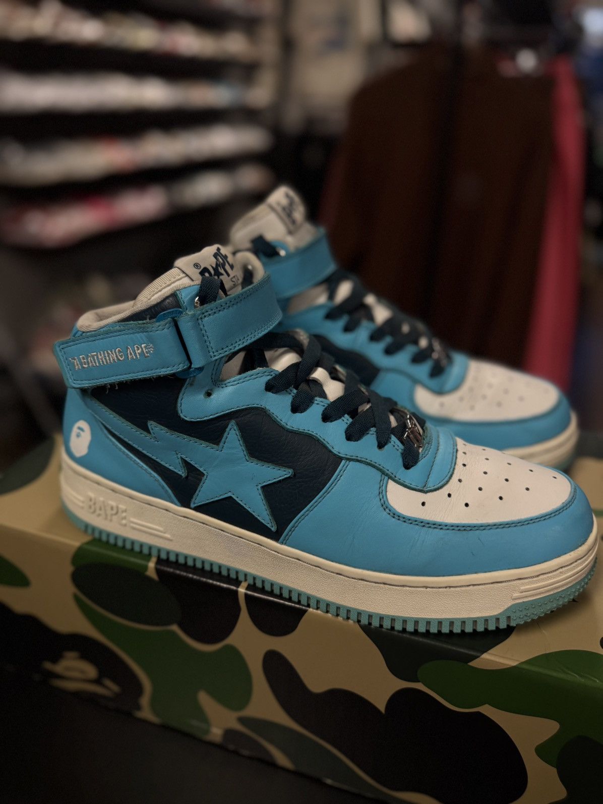 Bape Bapesta High Top Sneakers Size 12US BLUE W BOX Size US 12 / EU 45 - 4 Thumbnail