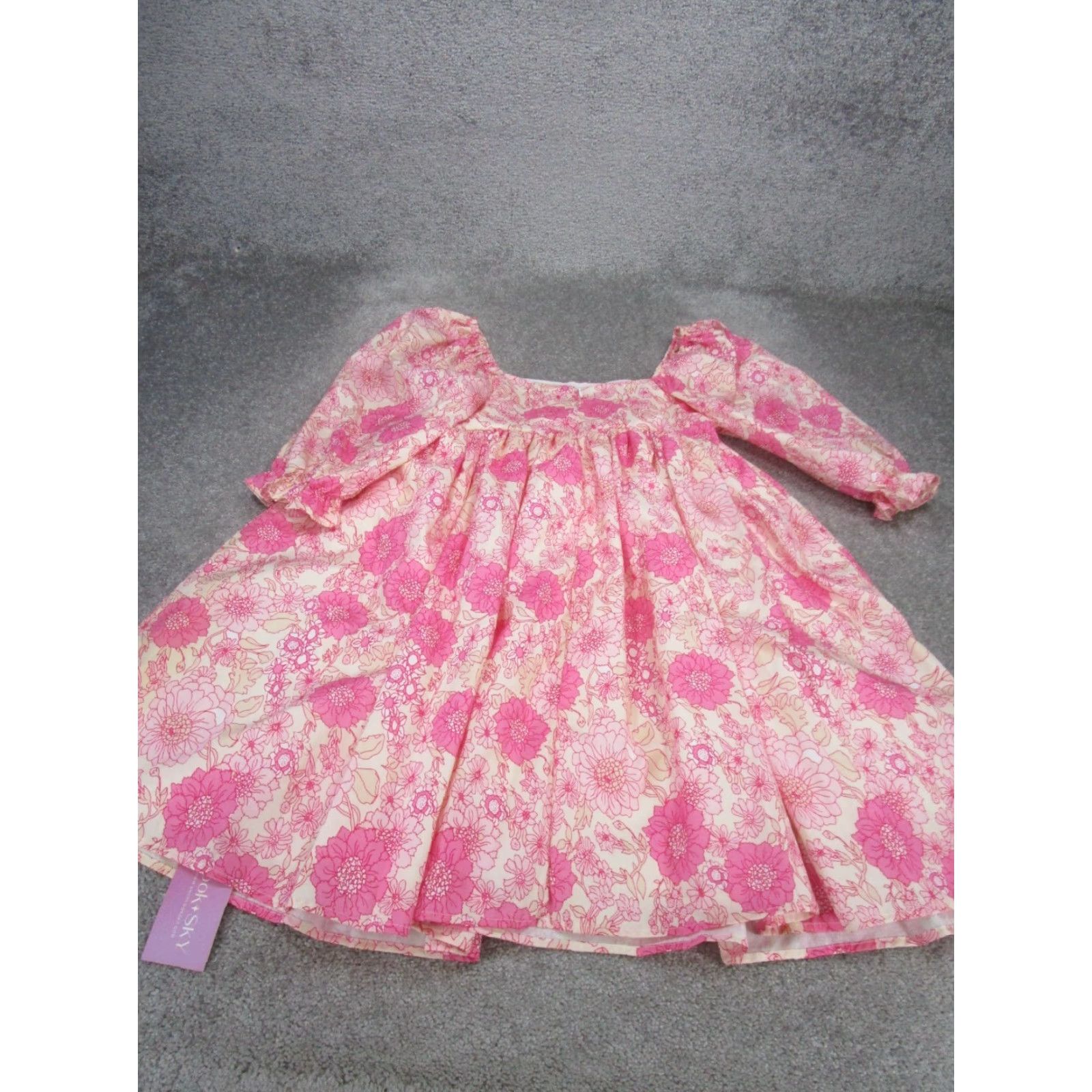 Vintage LOOK SKY Look Sky Mini Dress Womens S Pink Floral Square Neck Puff Sleeve NEW Size S / US 4 / IT 40 - 3 Thumbnail