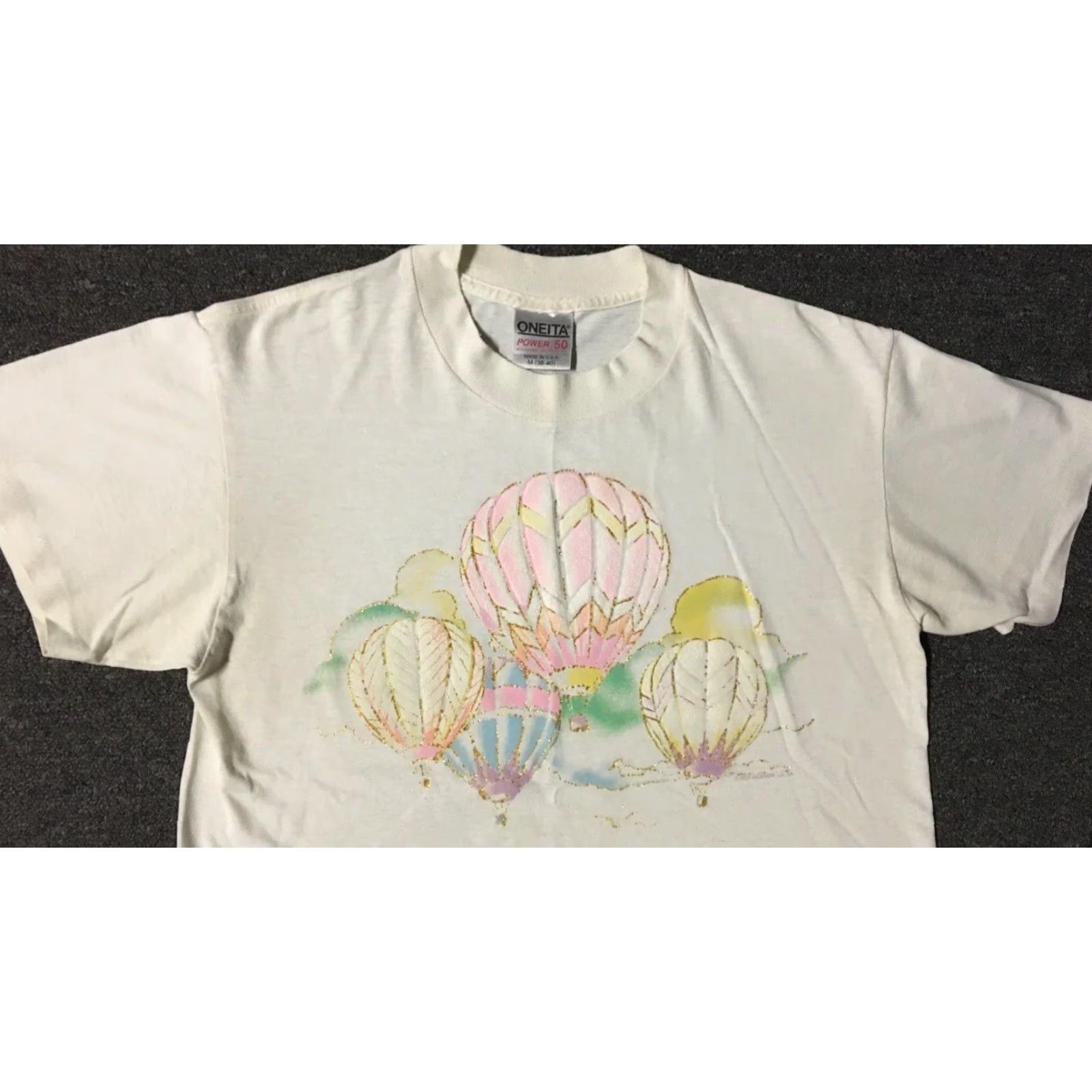 Vintage Vtg 80s Hot Air Balloon Shirt S White USA Nature Grunge 90s Cute Graphic Tee? Size US S / EU 44-46 / 1 - 5 Thumbnail