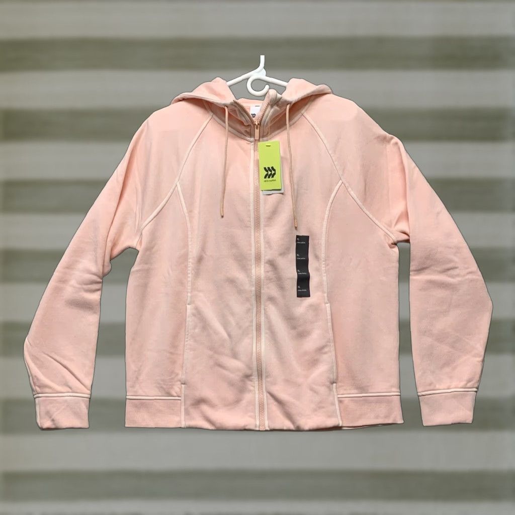 Vintage New All In Motion Women's XL Fleece Jacket Hooded Full Zip 2-Pockets Peachy Pink Size XL / US 12-14 / IT 48-50 - 1 Thumbnail