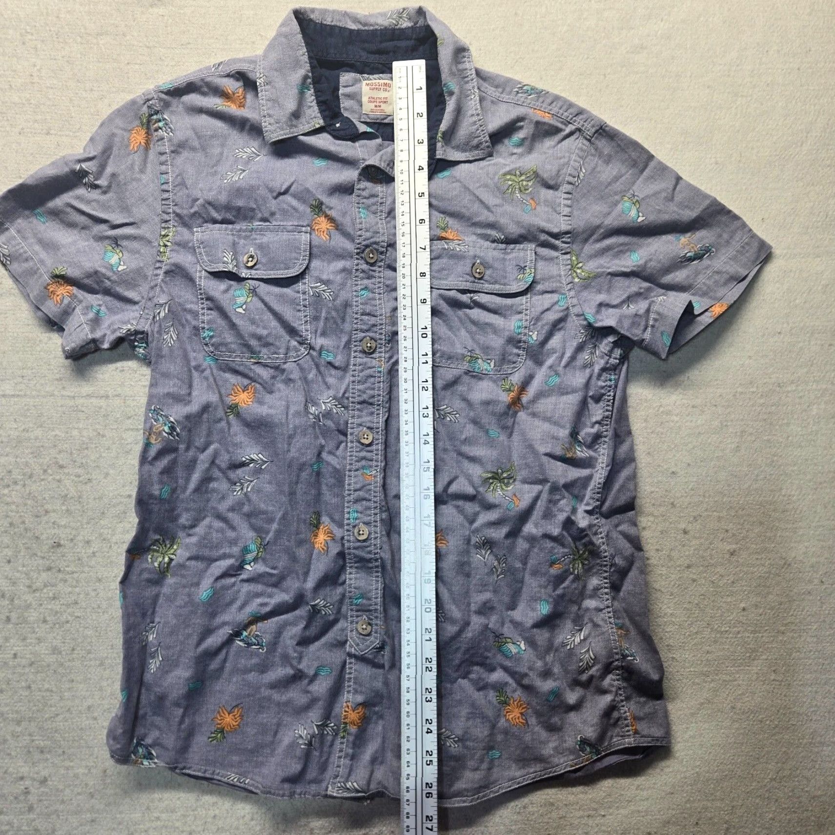 Mossimo Mossimo Button-Up Shirt Blue Hawaiian Casual Men’s Size M Medium Short Sleeve Cotton Button-Front 90s Theme, Hawaiian Shirt Mens Size US M / EU 48-50 / 2 - 4 Thumbnail