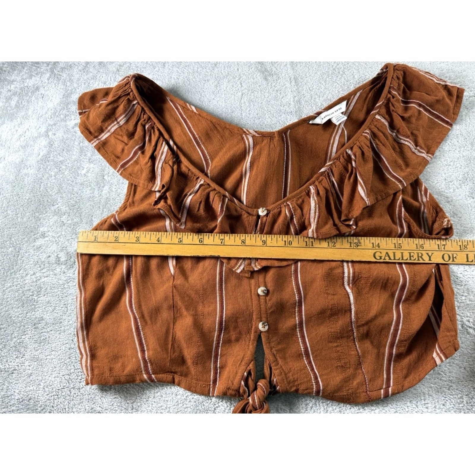 American Eagle Outfitters American Eagle Outfitters Cropped Knit Tank Rust L Boho Concert Ruffle Sleeve Women Size L / US 10 / IT 46 - 5 Thumbnail