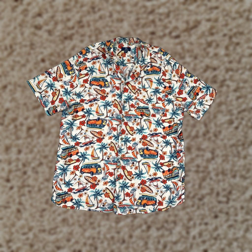 George George Shirt Men Extra Large White Floral Palm RV Surfer Hawaiian 100% Rayon Size US XL / EU 56 / 4 - 1 Thumbnail
