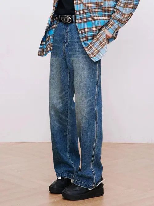 Japanese Brand Vintage washed straight leg heavyweight rare jeans Size US 30 / EU 46 - 1 Thumbnail