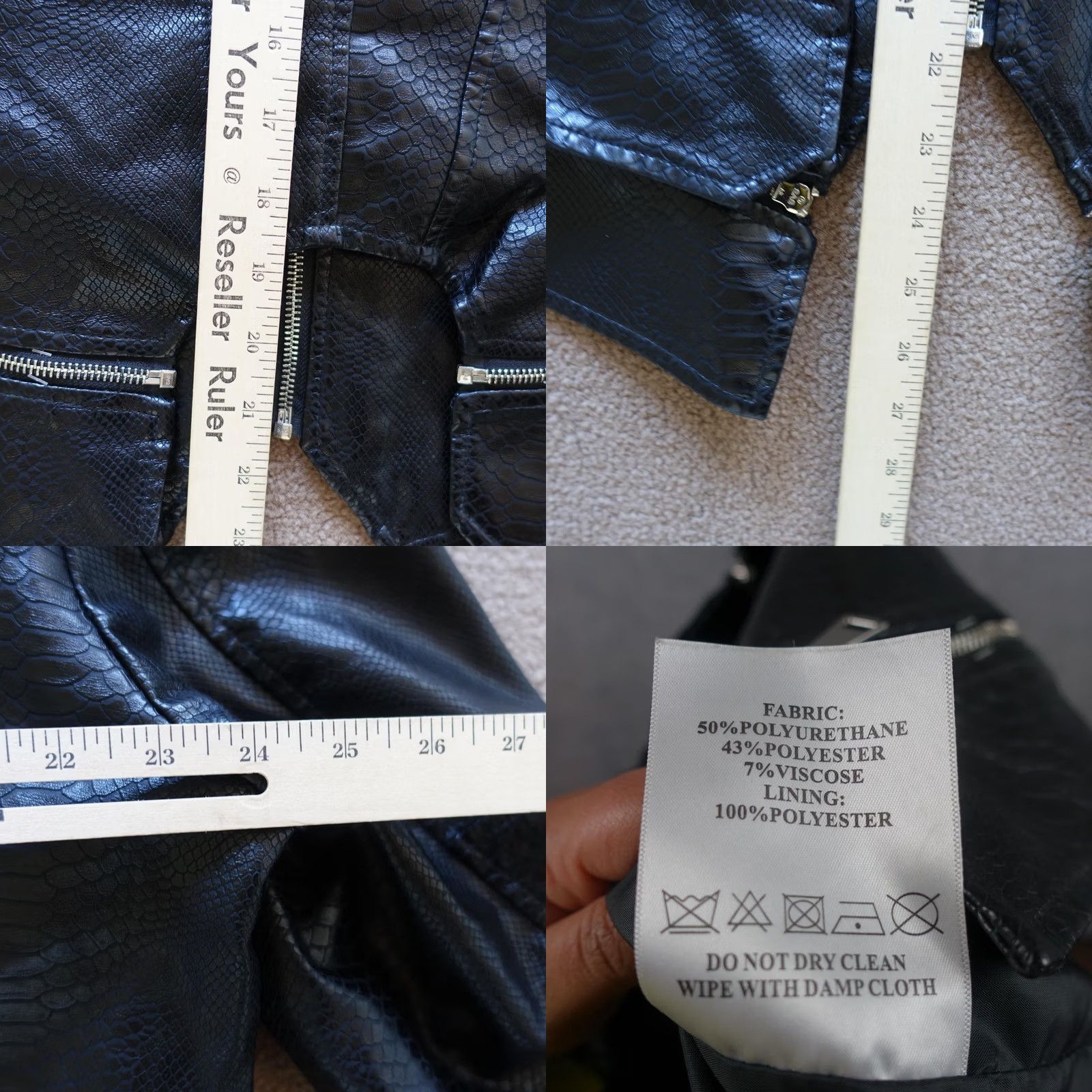 Azalea Wang Azalea Wang Womens Short Jacket Black Faux Leather Snake Print Moto Biker Orion X Size XXL / US 16-18 / IT 52-54 - 9 Thumbnail
