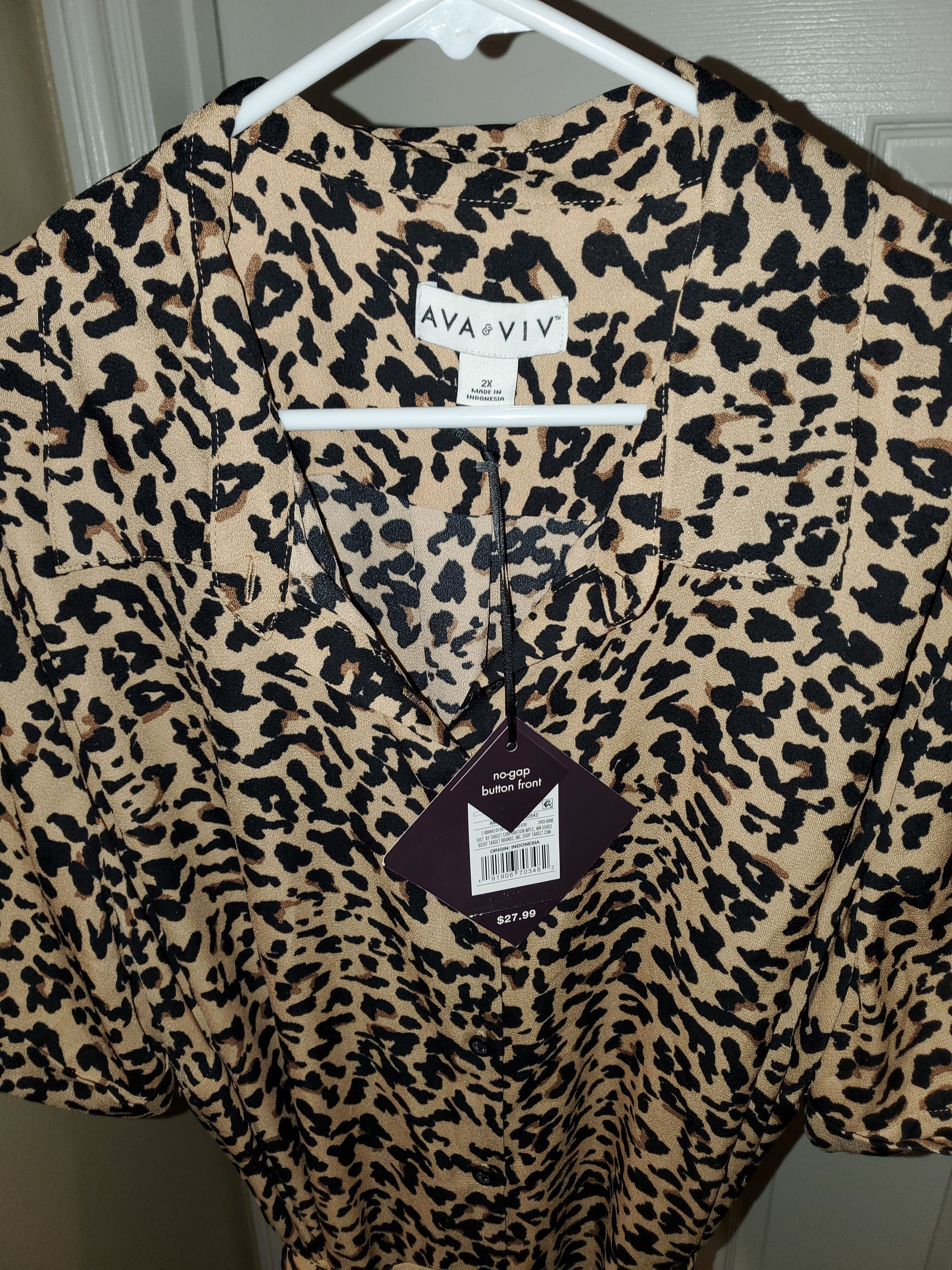 Other *NWT* Plus Size Leopard Print Dress w/ Pockets & Belt (2X) Size XXL / US 16-18 / IT 52-54 - 5 Thumbnail