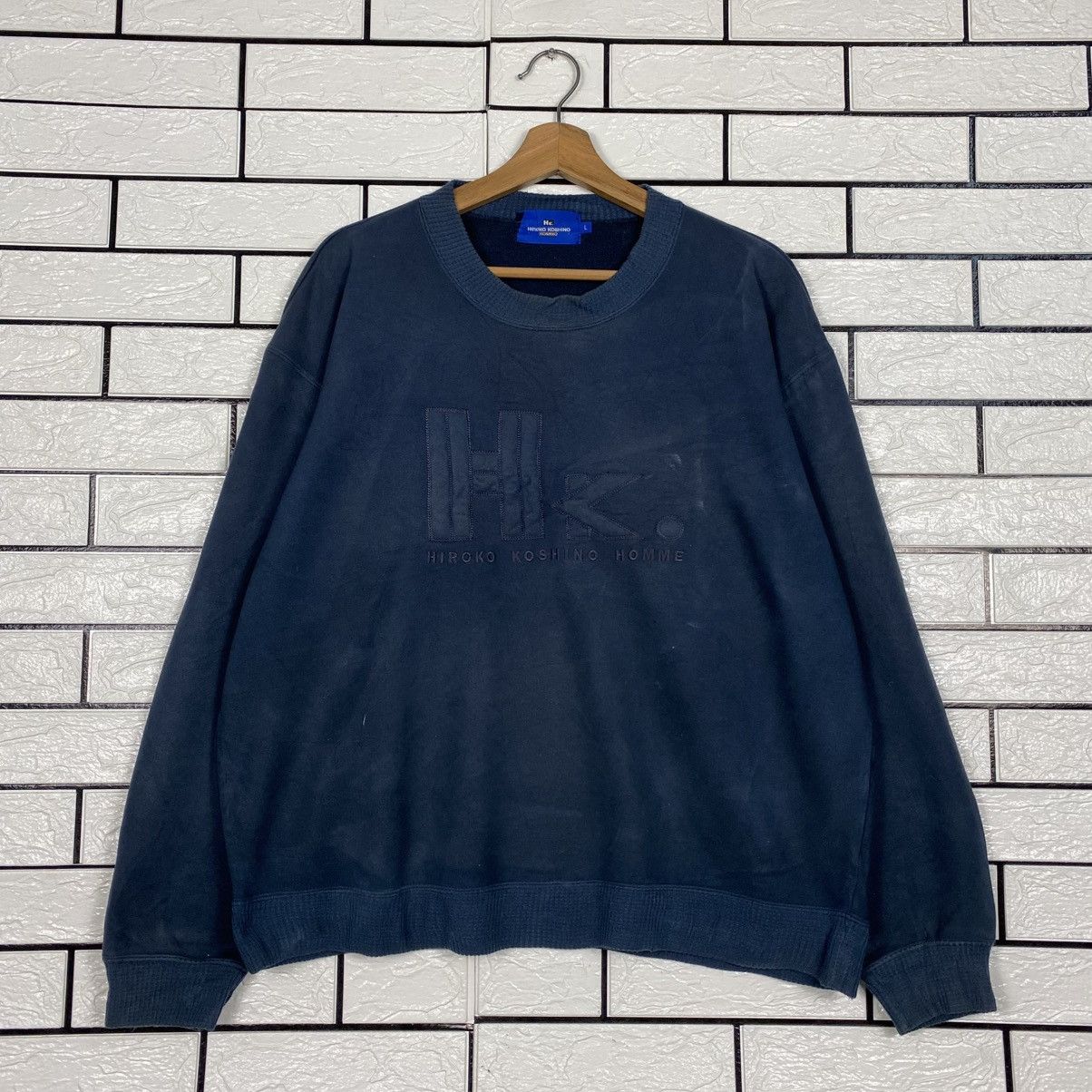 Japanese Brand 📌Vintage Sweatshirt Hiroko Koshino Homme Big Logo Size US L / EU 52-54 / 3 - 2 Thumbnail