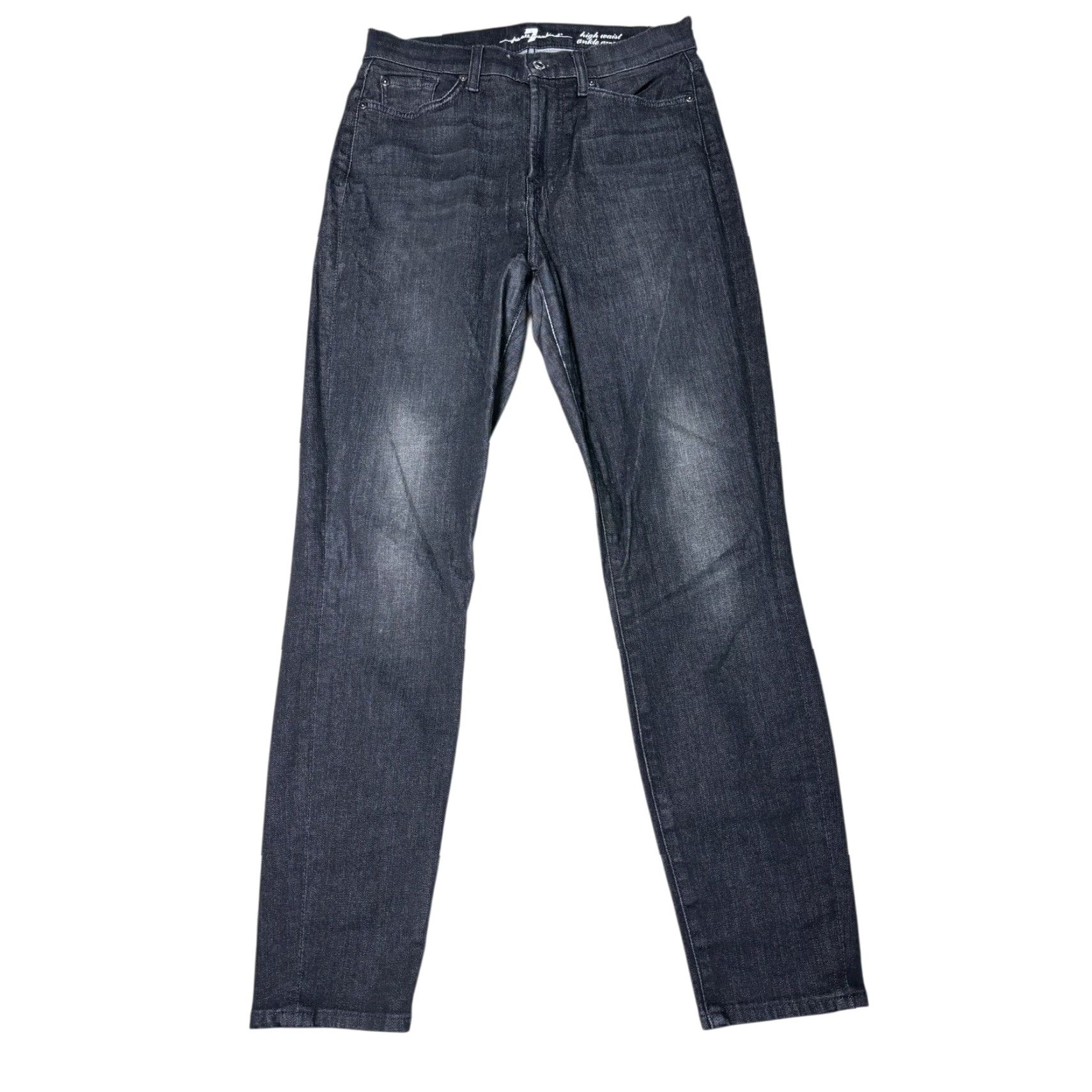 7 For All Mankind VINTAGE? No. Seven For All Mankind Gwenevere High Waist Ankle Black Denim Jeans 28 Size 28" / US 6 / IT 42 - 2 Thumbnail