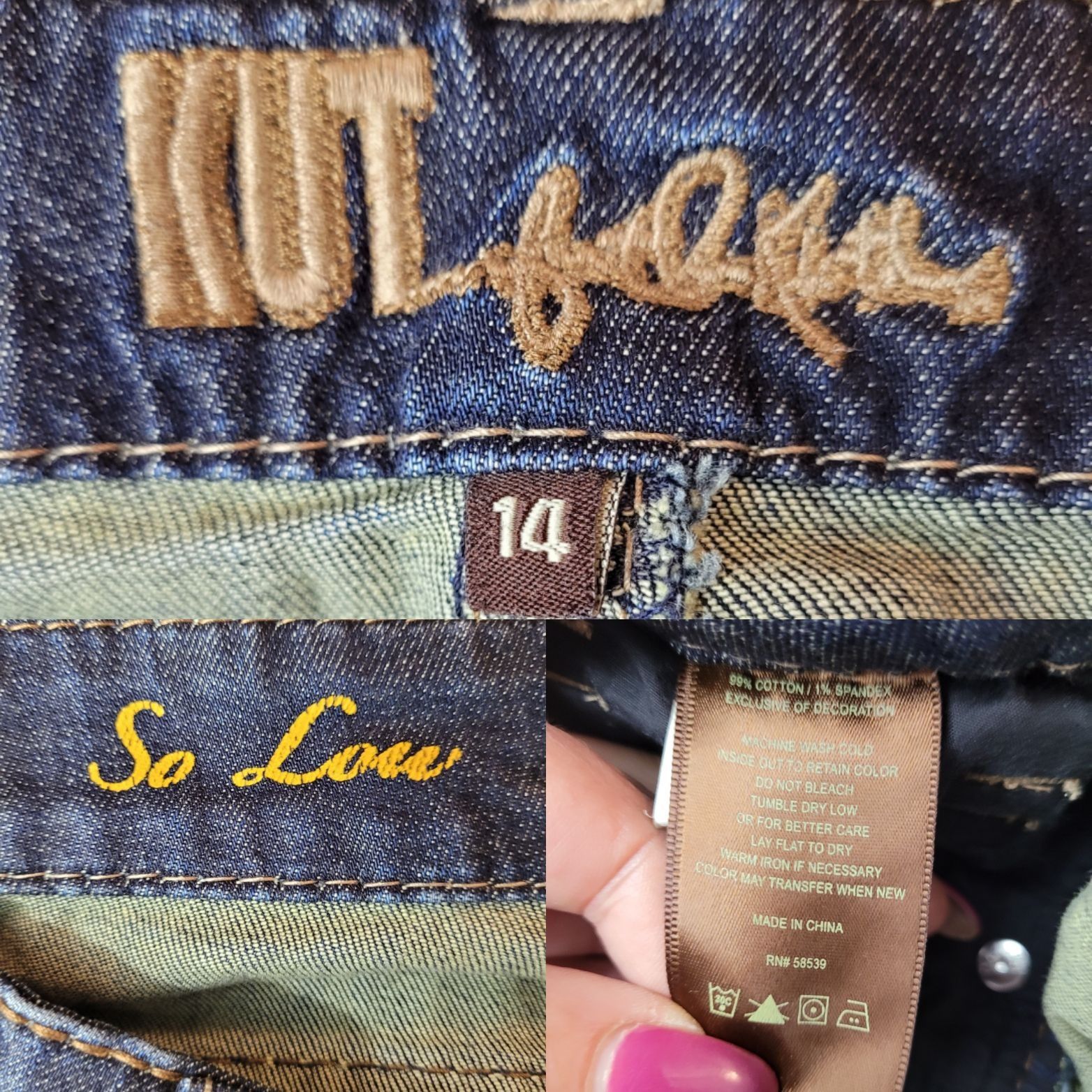 Other Kut From The Kloth Womens So Low Jeans Sz14 Dark Wash Bootcu Size 36" / US 14 / IT 50 - 3 Thumbnail