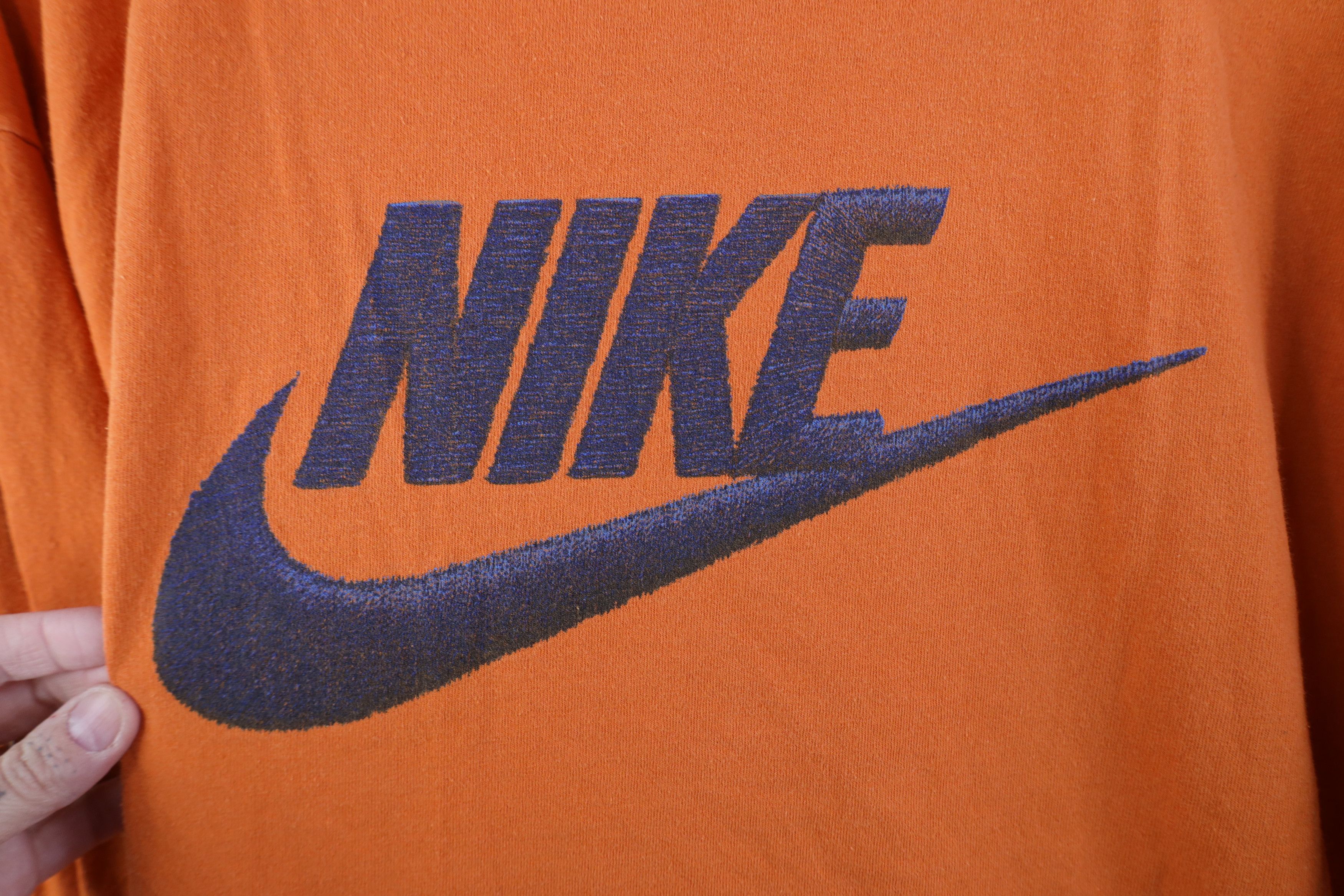 Nike Vintage Y2K Nike Center Swoosh Long Sleeve T-Shirt Orange Size US XL / EU 56 / 4 - 4 Thumbnail