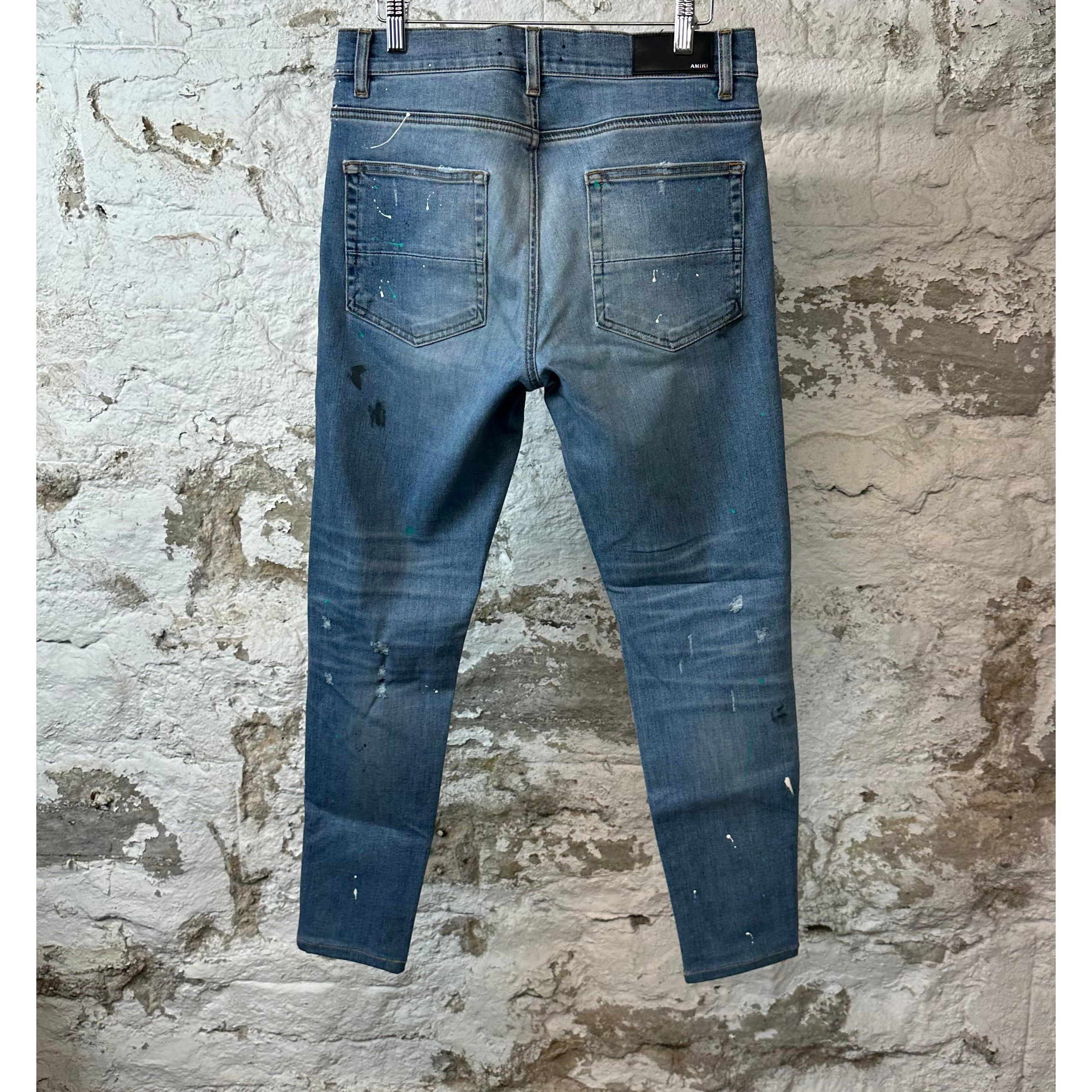 Amiri Amiri Knee Hole Paint Splatter Blue Denim Jeans Sz 32 Size US 32 / EU 48 - 2 Thumbnail