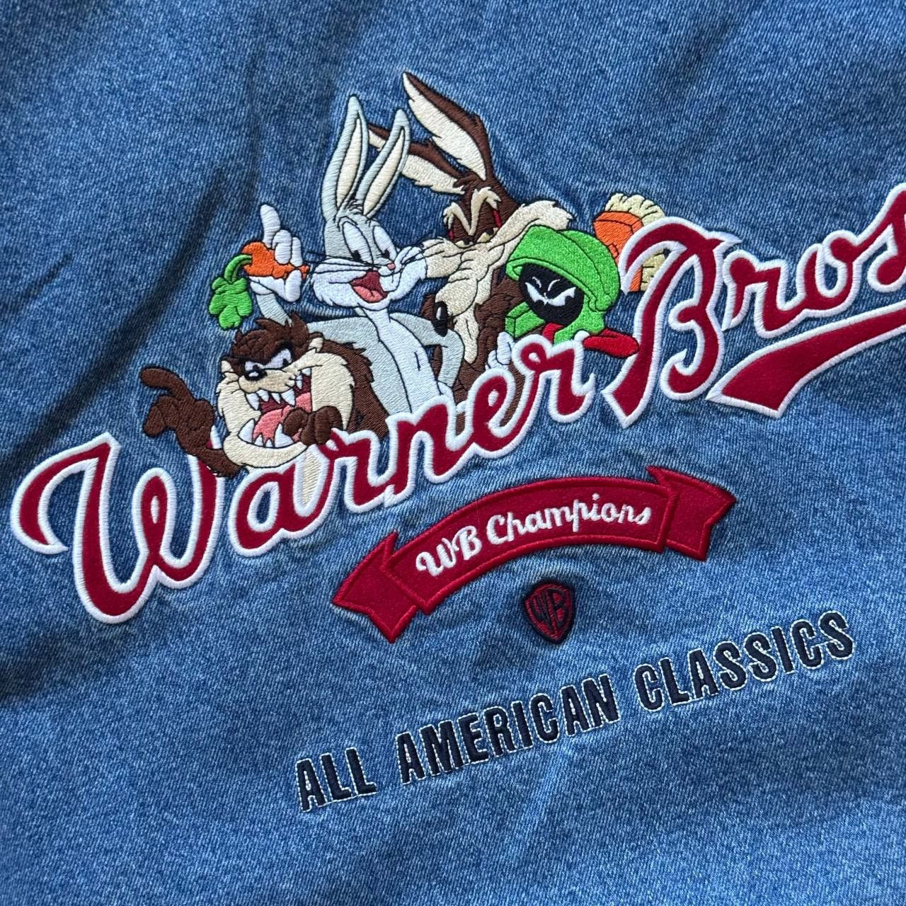 Warner Bros Vintage 90s Warner Bros Looney Tunes Denim Bomber Jacket Size US L / EU 52-54 / 3 - 8 Thumbnail