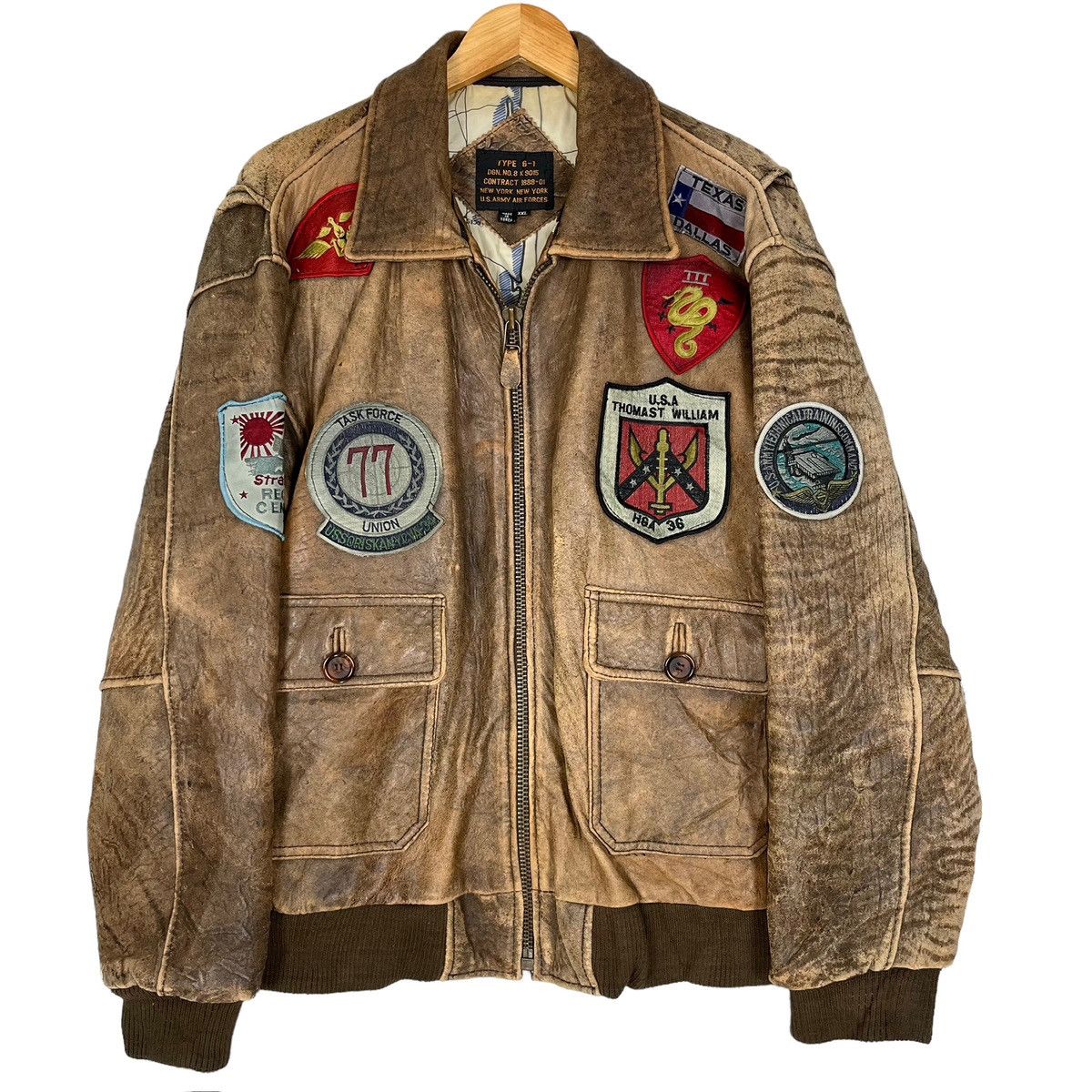 Vintage Vintage Military USAF US Army Bomber Flight Leather Jacket Size US XL / EU 56 / 4 - 9 Thumbnail