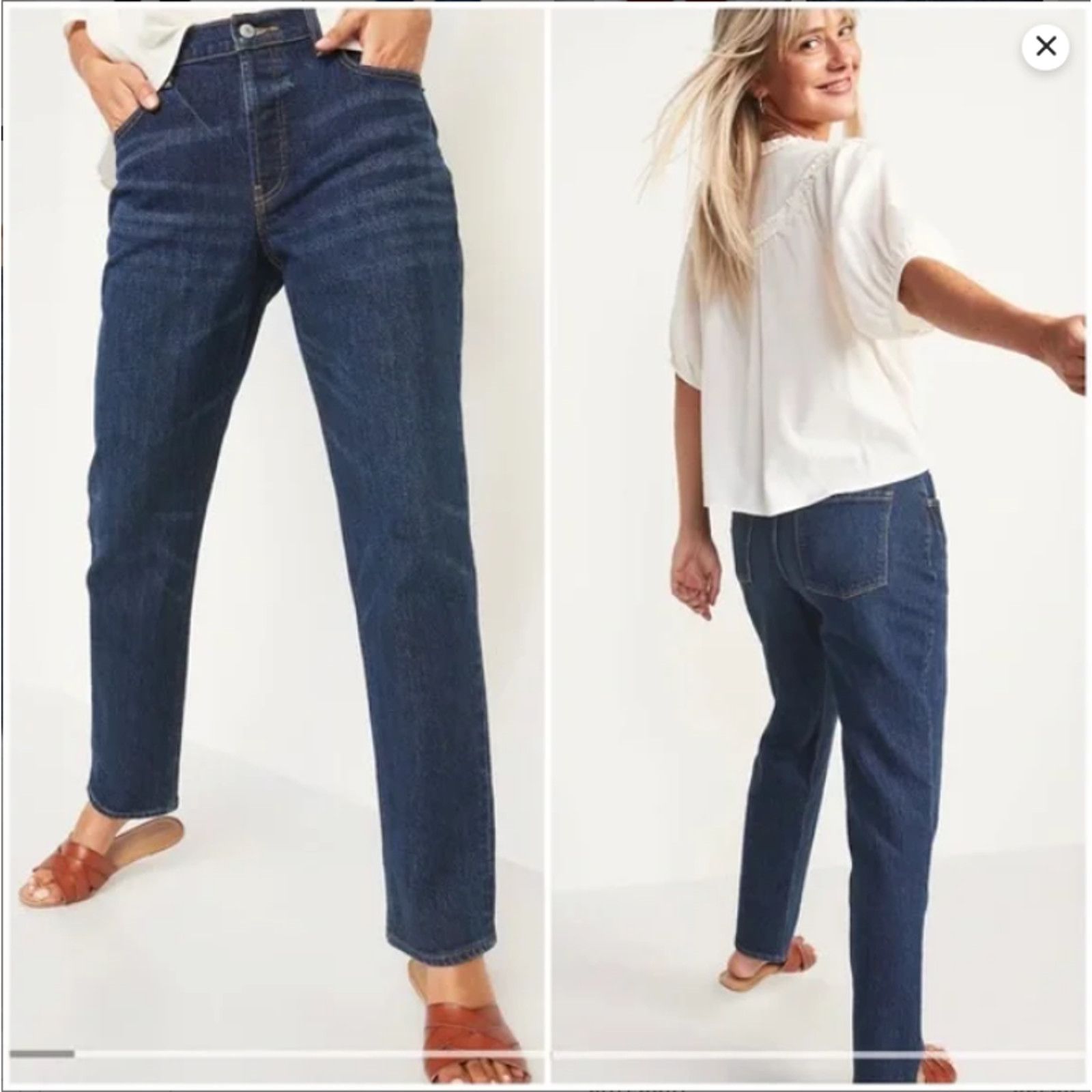 Old Navy Old Navy High Rise Slouchy Straight Dark Denim CAPRI Jean 14 Size 36" / US 14 / IT 50 - 2 Thumbnail