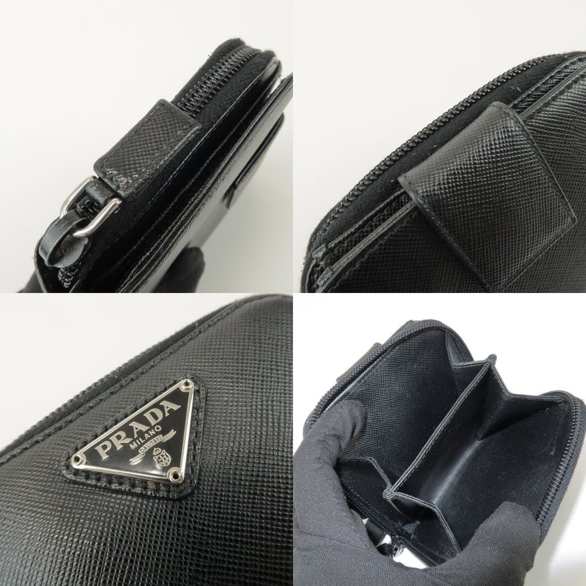 Prada Prada Saffiano Zippy Bi-fold Wallet Black Size ONE SIZE - 6 Thumbnail