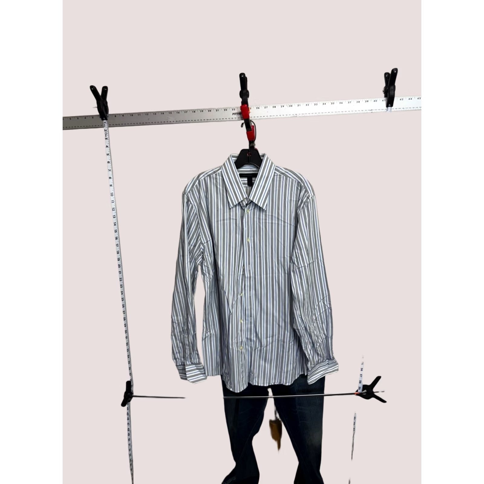 Express Express Shirt L Express Gray Blue Stripe Long Sleeve Large L Mens Size US L / EU 52-54 / 3 - 1 Thumbnail
