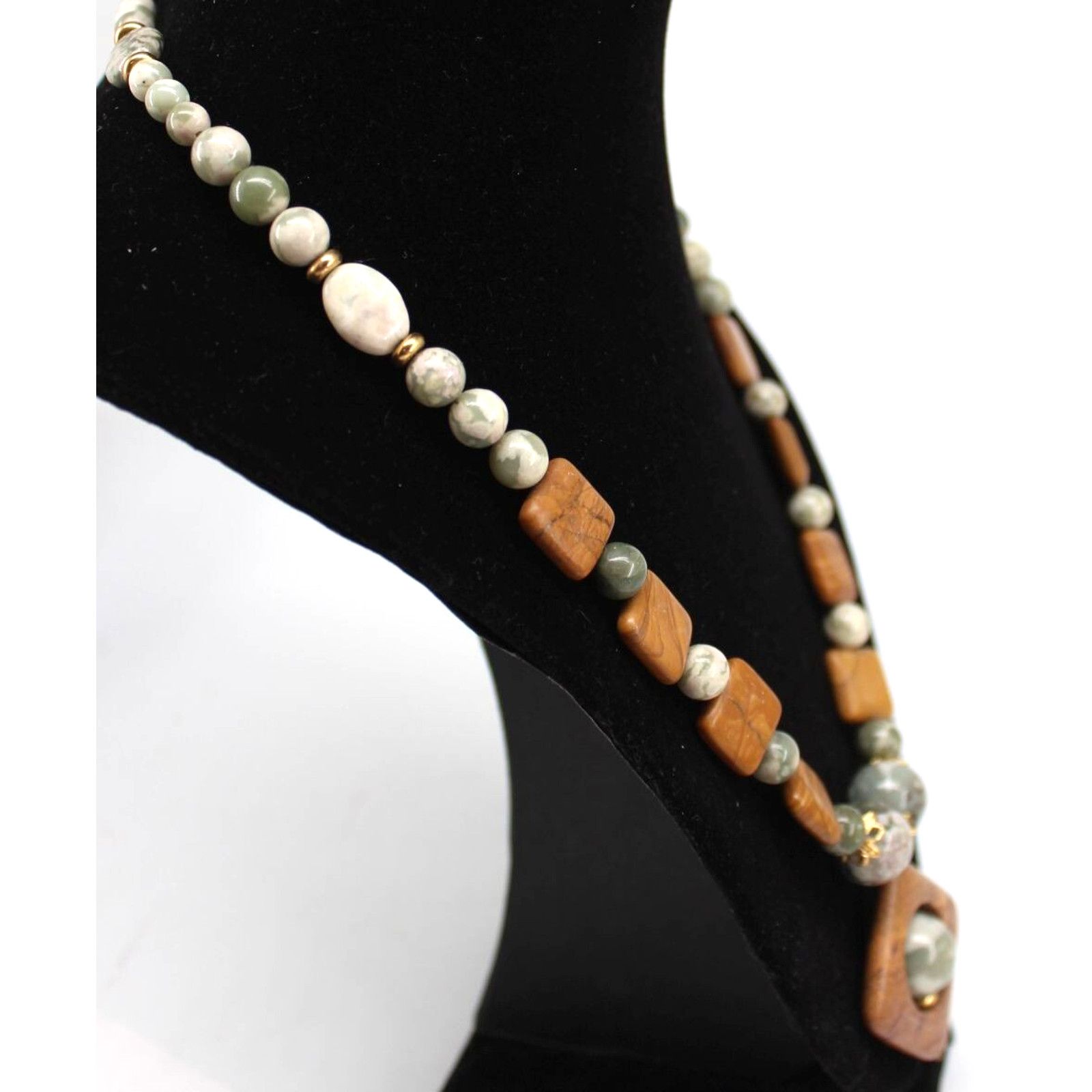 Other Wood & Jasper Bead Necklace 19" • Gray Moss Size ONE SIZE - 2 Thumbnail
