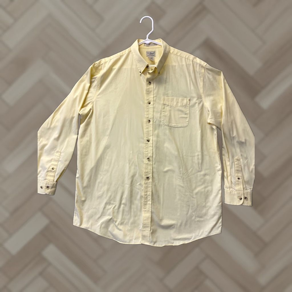 Vintage L.L. Bean Vintage Button-Up Shirt Men's XLT Yellow Solid Long Sleeve Casual Outdoor Size US XL / EU 56 / 4 - 1 Thumbnail