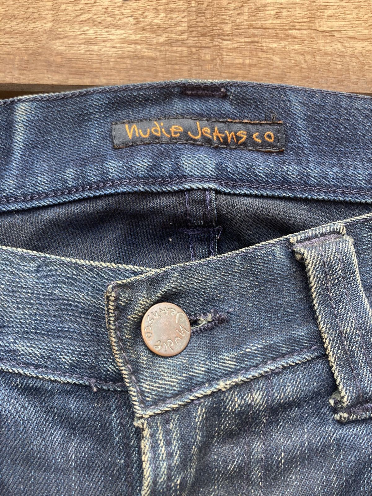 Nudie Jeans Nudie jeans black and blue slim jim distressed Size US 31 - 9 Thumbnail