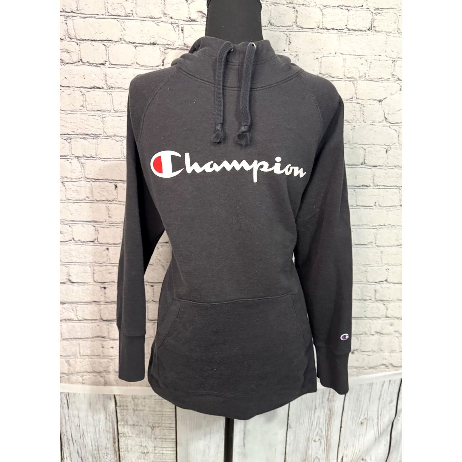 Champion Champion Hoodie Black Sweatshirt XL Women - Regular Fit, Crew Neck, Long Sleeve, Kangaroo Pocket, Solid, Authentic Athleticwear Size XL / US 12-14 / IT 48-50 - 6 Thumbnail