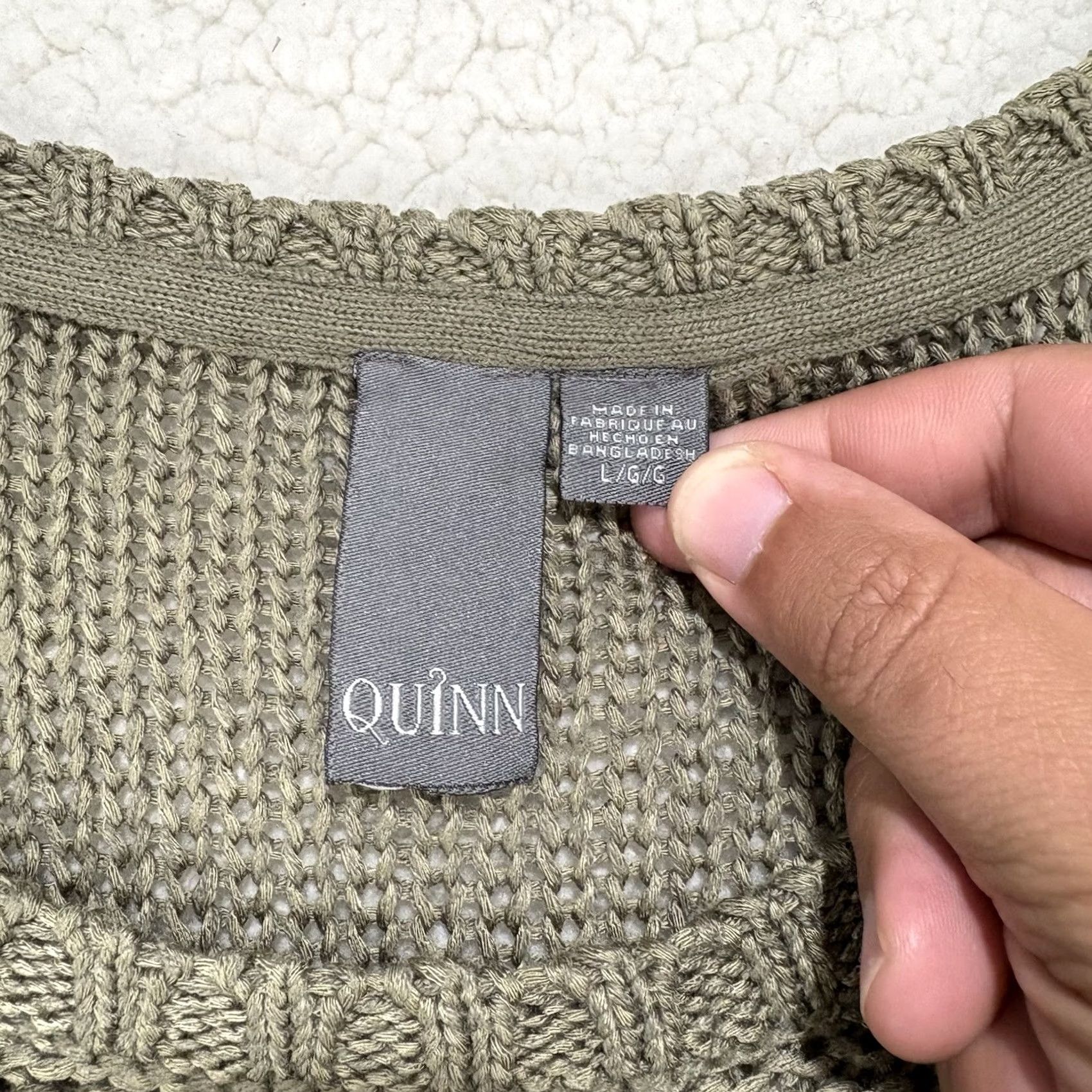 Olive Quinn Womens Knit Sweater Zipper Details Olive Green Round Neck L Regular Size L / US 10 / IT 46 - 3 Thumbnail